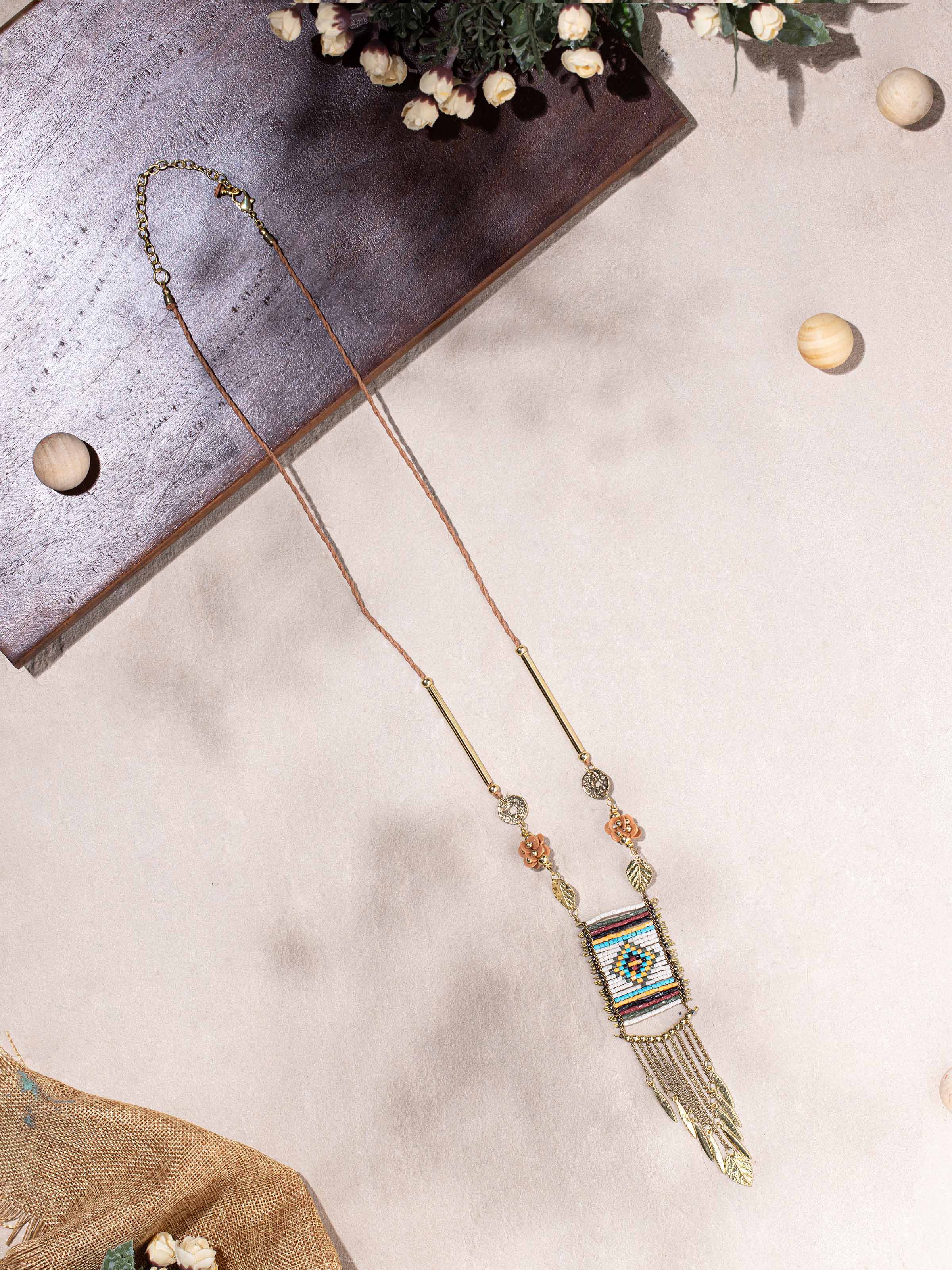 Close-up view of Handcrafted Long Necklace highlighting detailed craftsmanship and quality