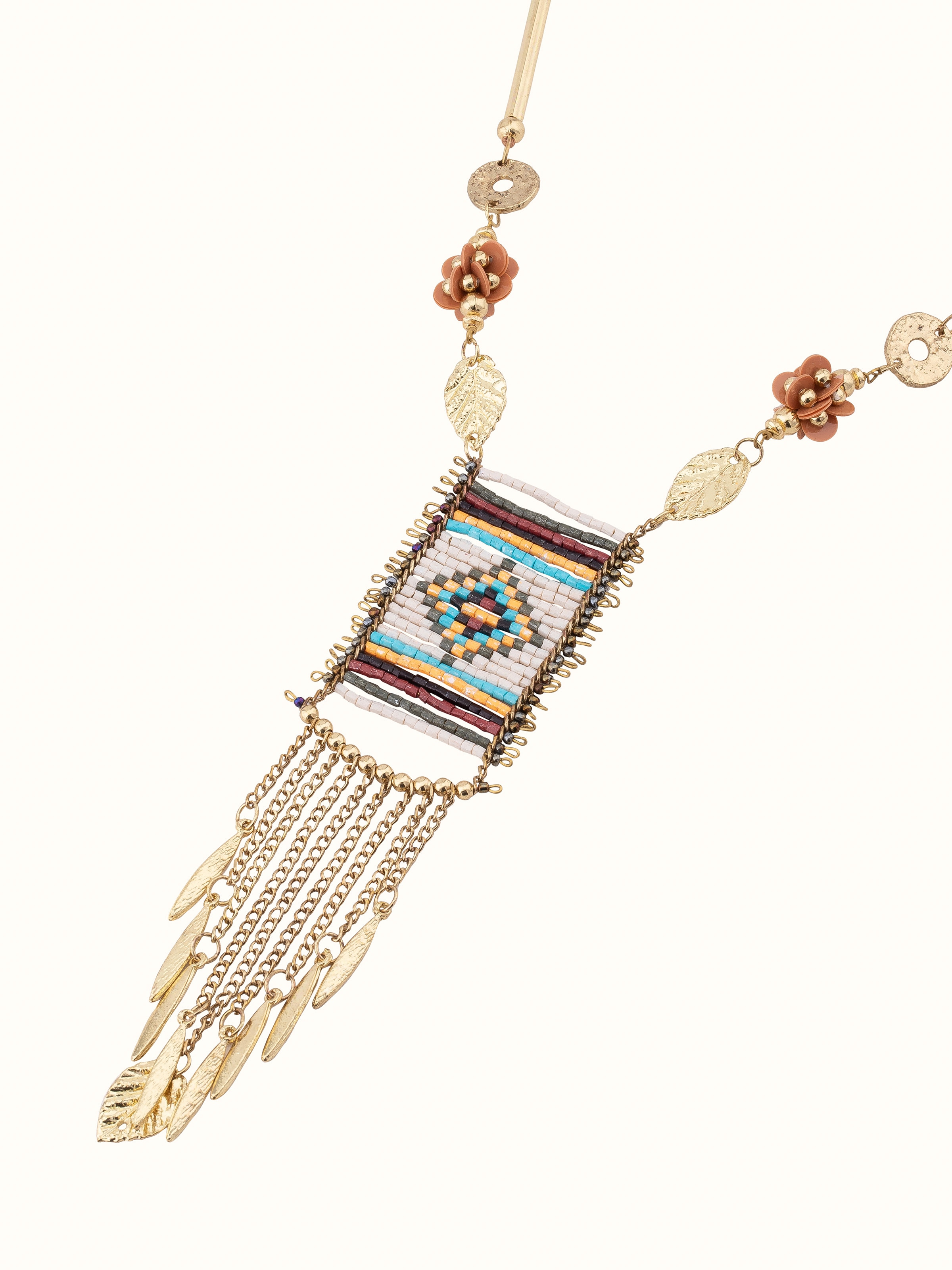 Overhead view of Handcrafted Long Necklace emphasizing the elaborate design and exquisite finish