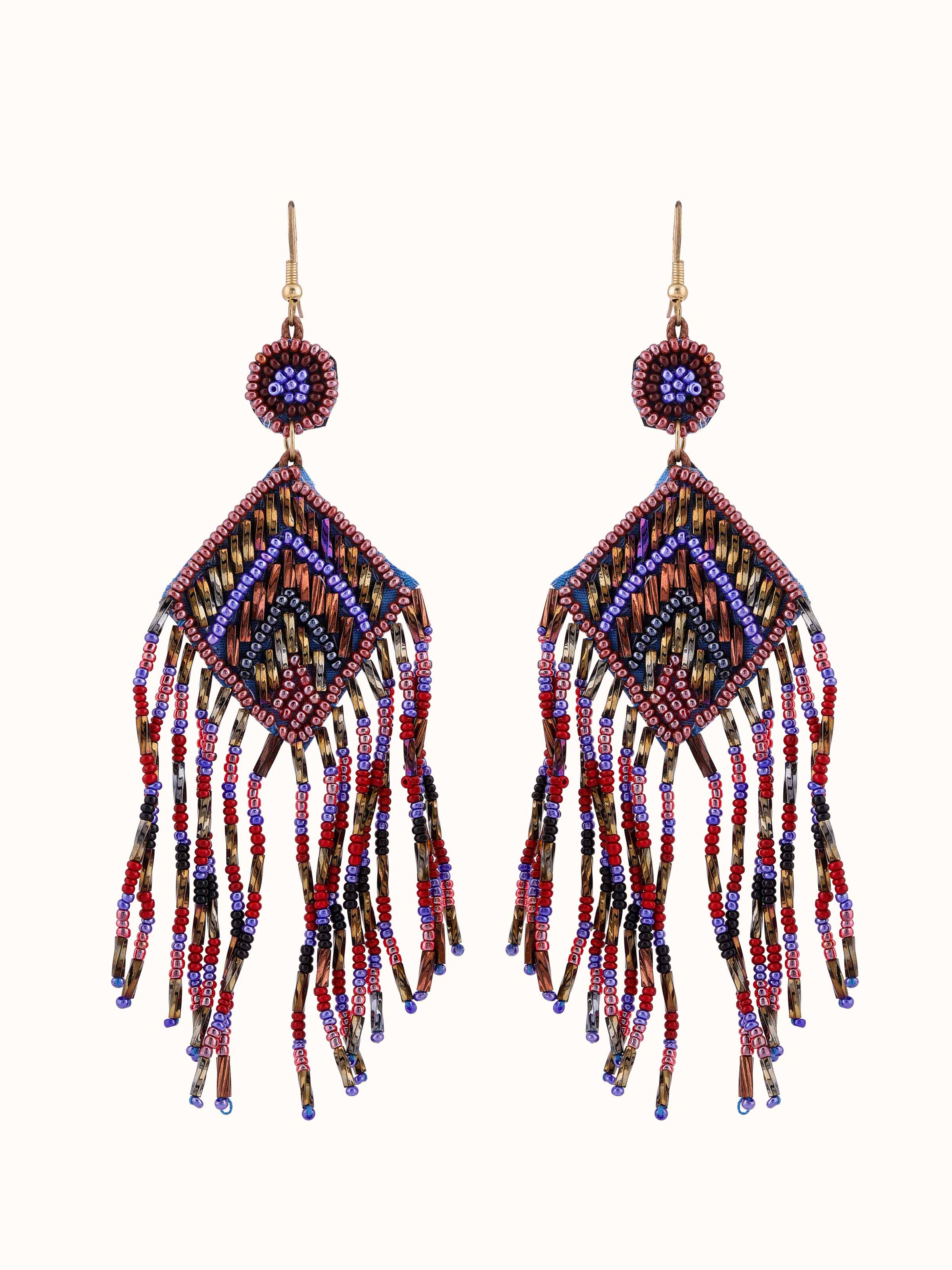 Front view of Handcrafted Drop Earrings featuring elegant drop design and intricate detailing.