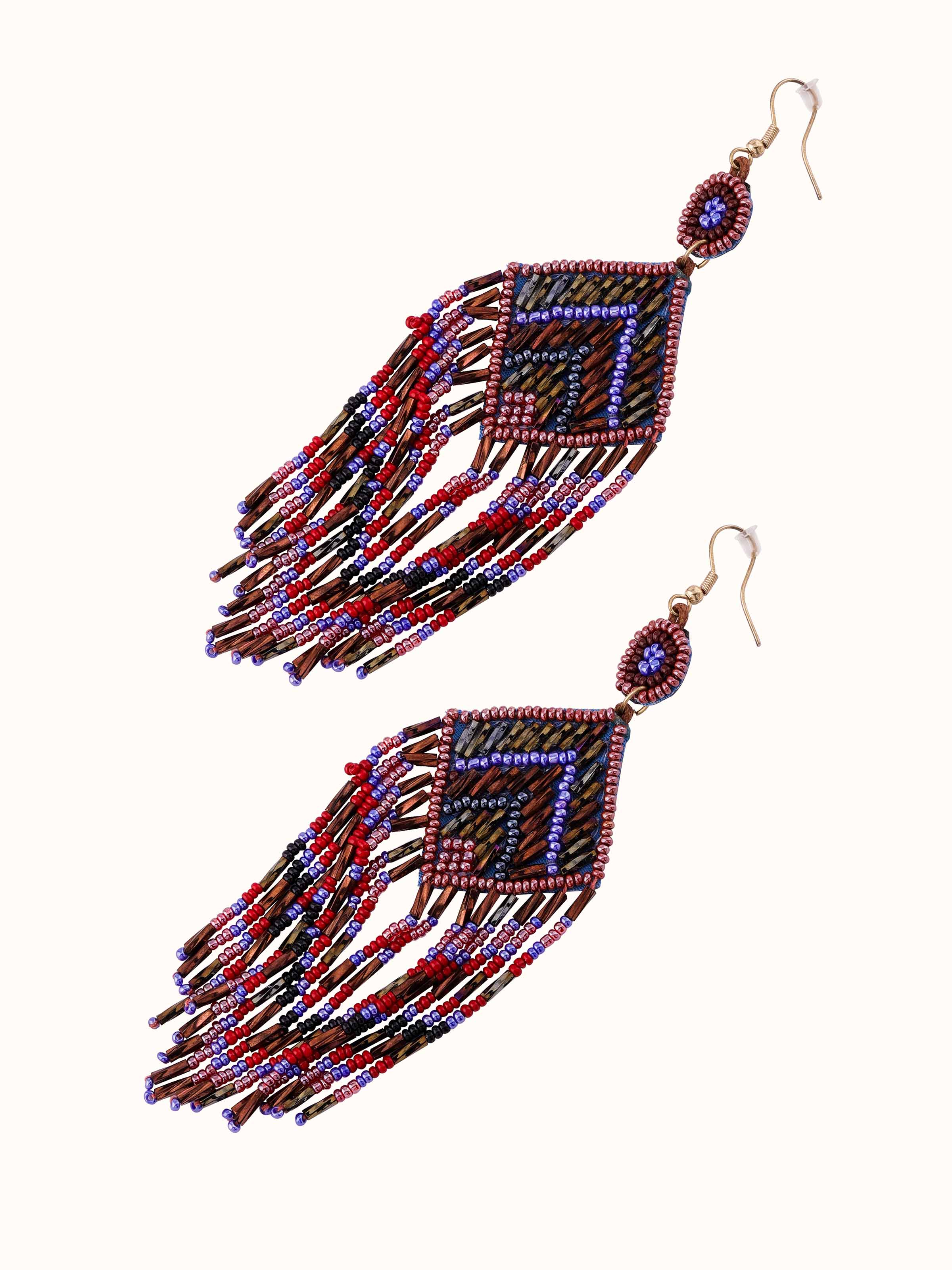 Overhead view of Handcrafted Drop Earrings displaying elegant drop design and detailed craftsmanship.