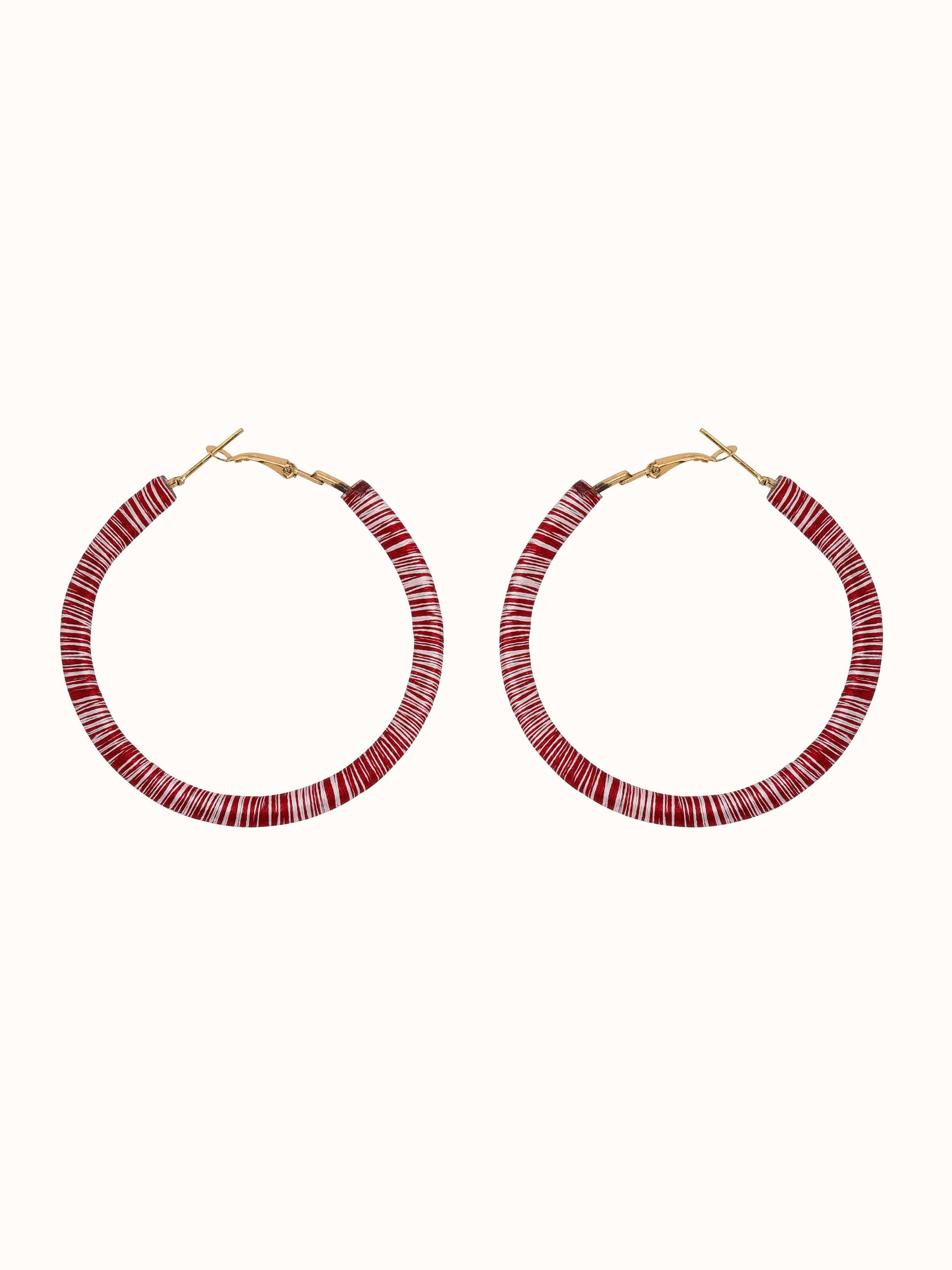 Front view of Handcrafted Hoop Earrings with a detailed and stylish design.