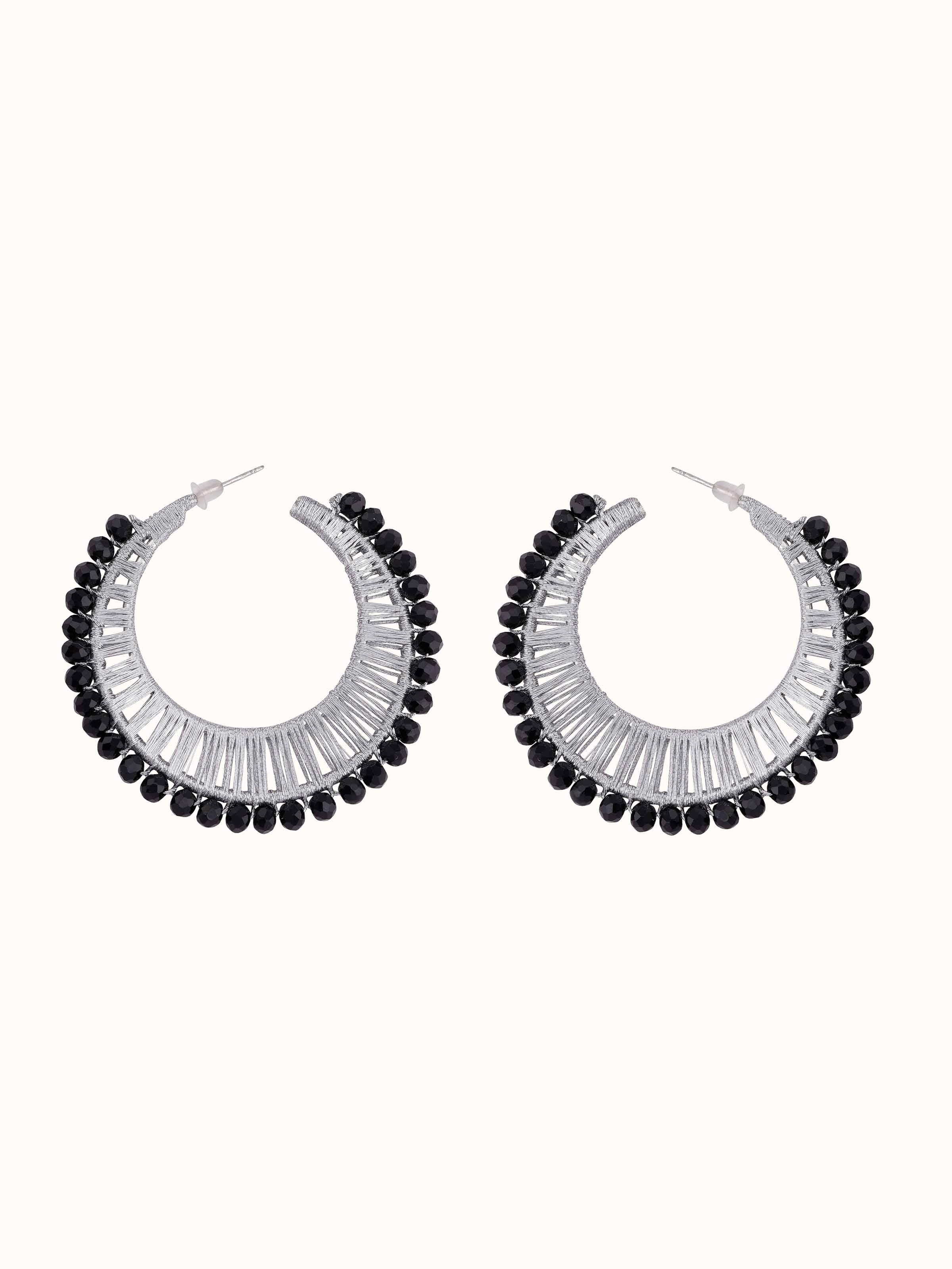 Front view of Handcrafted Hoop Earrings showcasing intricate hoop design and craftsmanship.