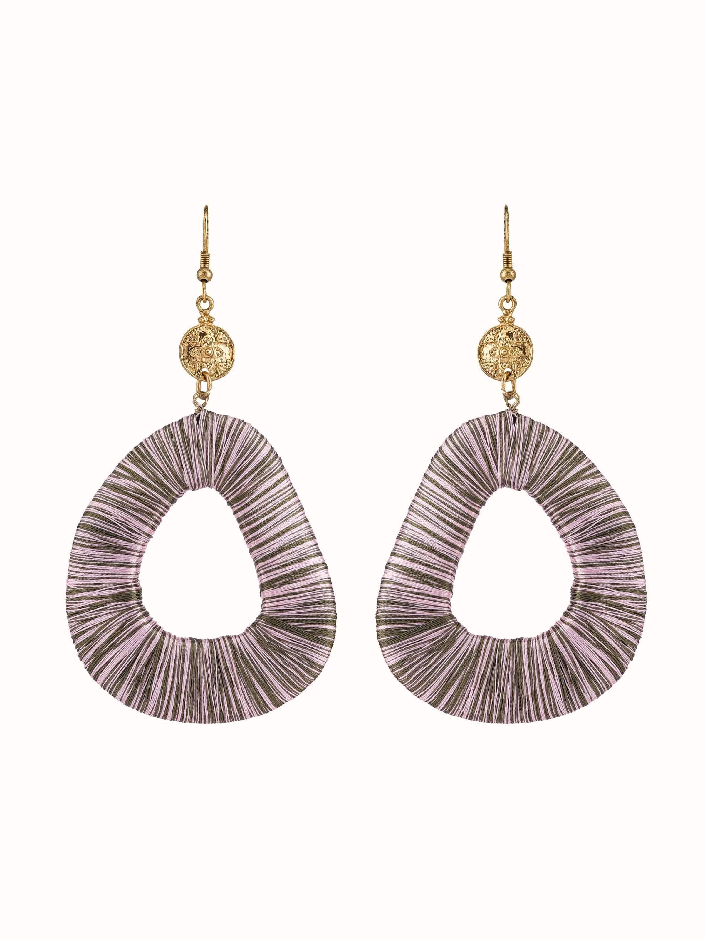 Front view of Handcrafted Drop Earrings showcasing a unique design with artisanal details and intricate craftsmanship.