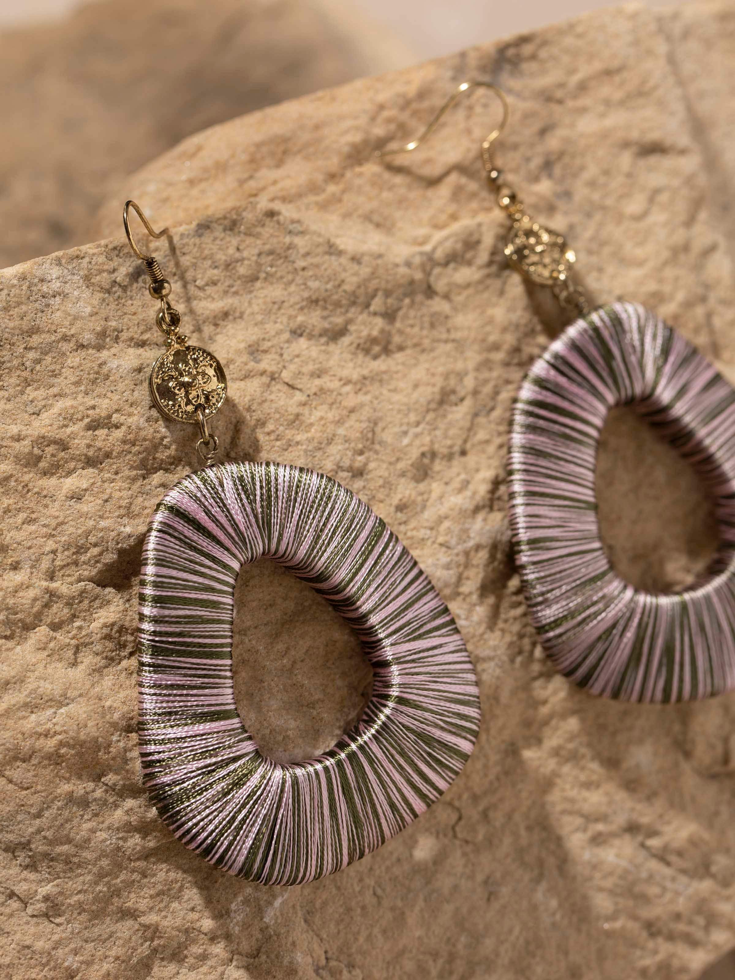 Detailed image of Handcrafted Drop Earrings highlighting the craftsmanship and unique design elements.