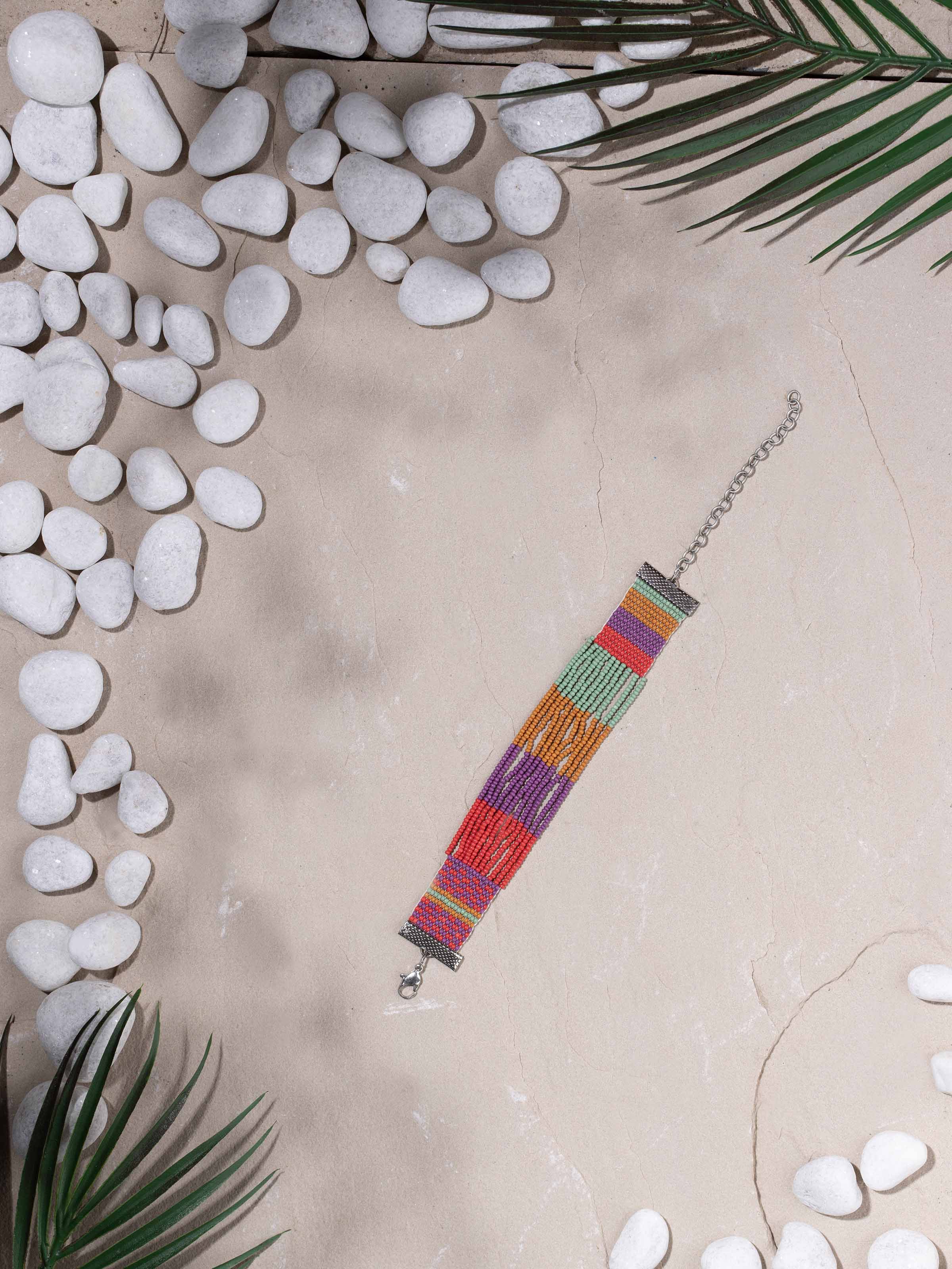 Close-up of Handcrafted Flexible Bracelet highlighting the detailed work and flexible material.