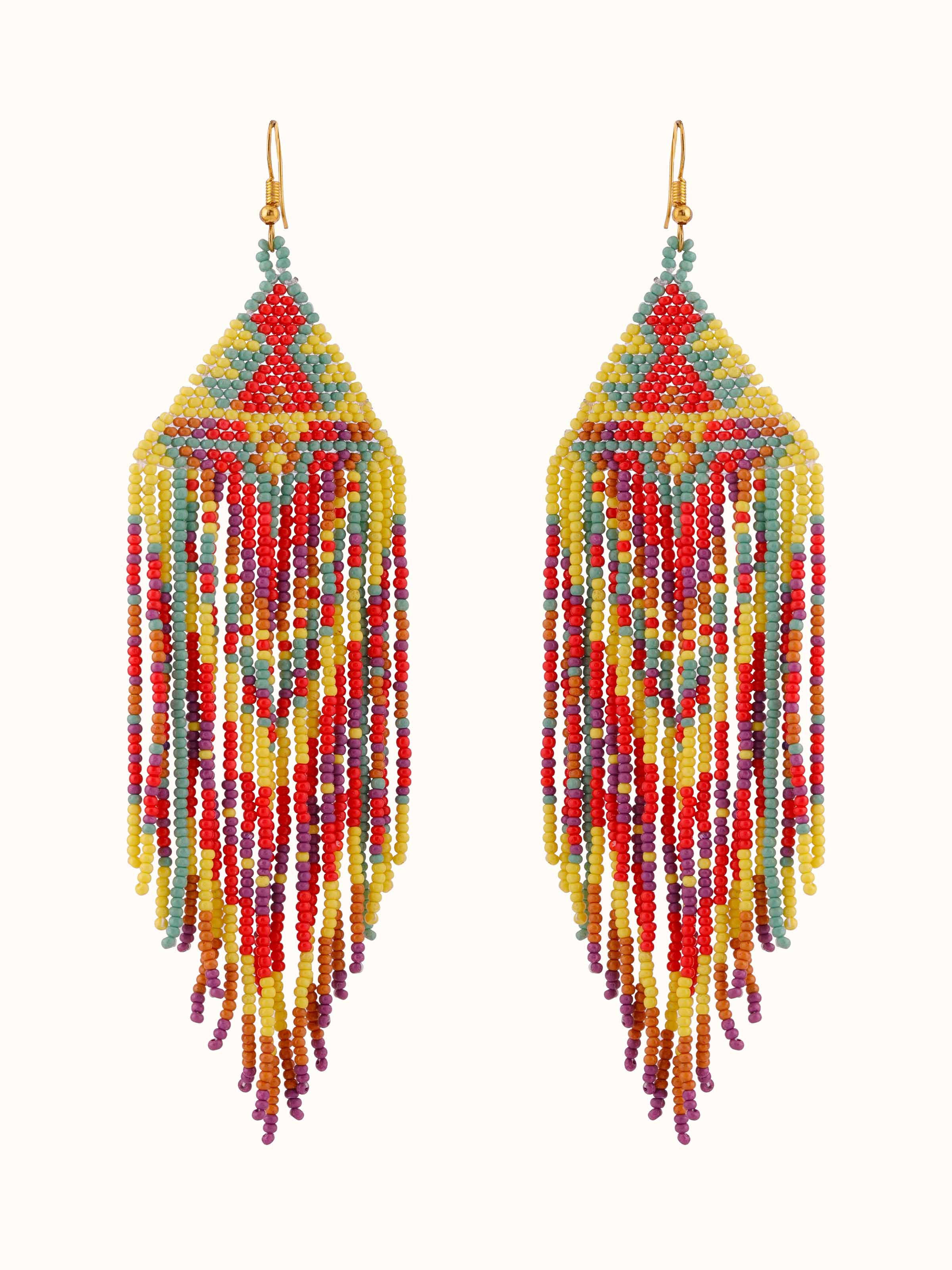 Overhead view of Handcrafted Drop Earrings showcasing intricate design and artisanal craftsmanship.