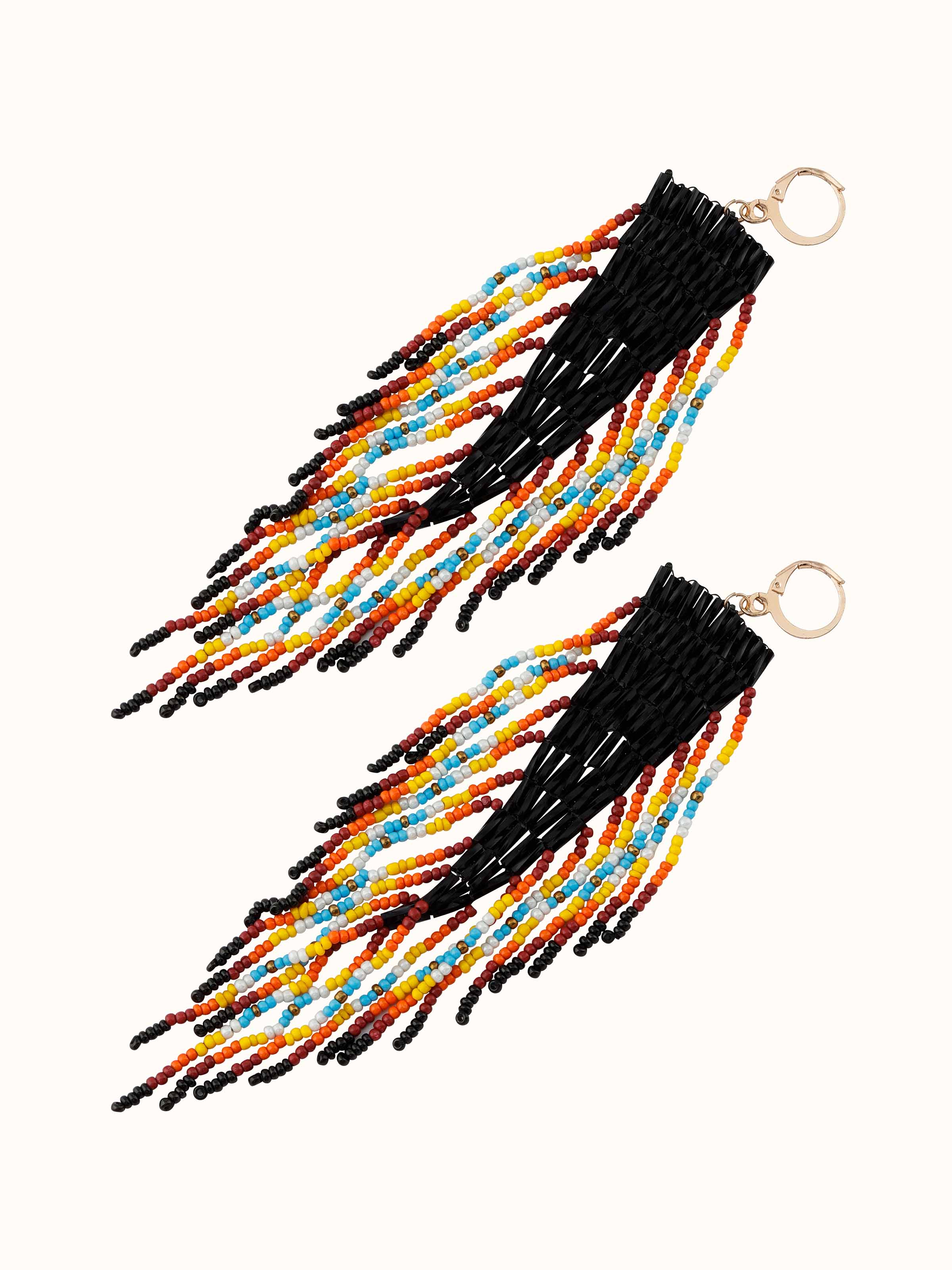 Overhead view of Handcrafted Drop Earrings showcasing the full design and intricate details