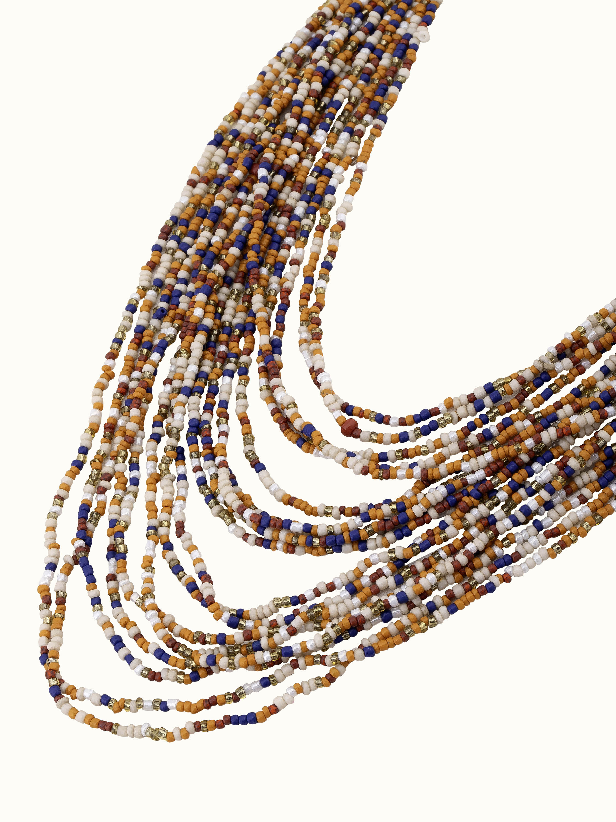 Angled view of Handcrafted Collar Necklace highlighting its intricate pattern and detailed work.