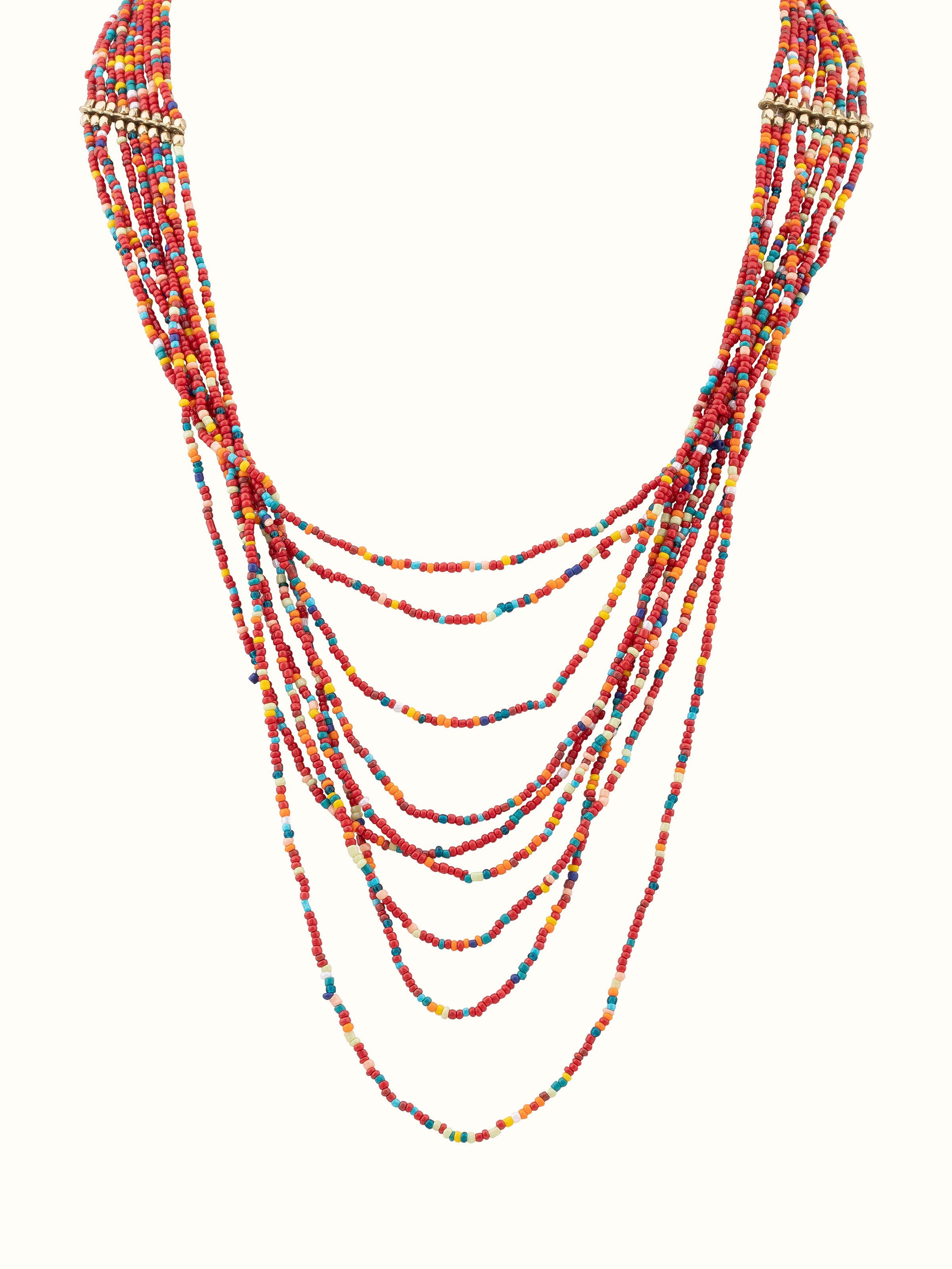 Front view of handcrafted collar necklace showcasing intricate design and fine detailing