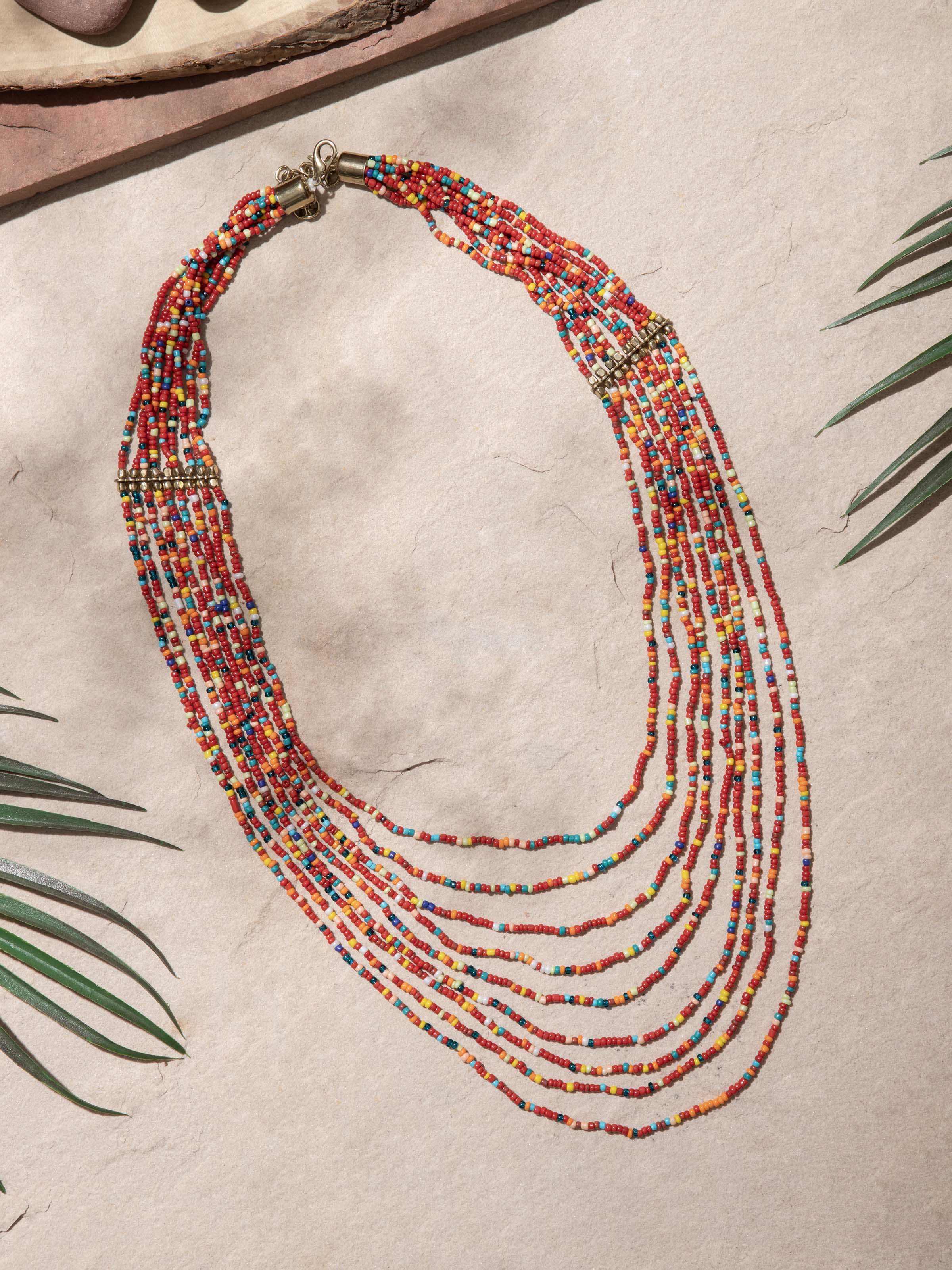 Close-up view of handcrafted collar necklace emphasizing its fine craftsmanship and intricate details