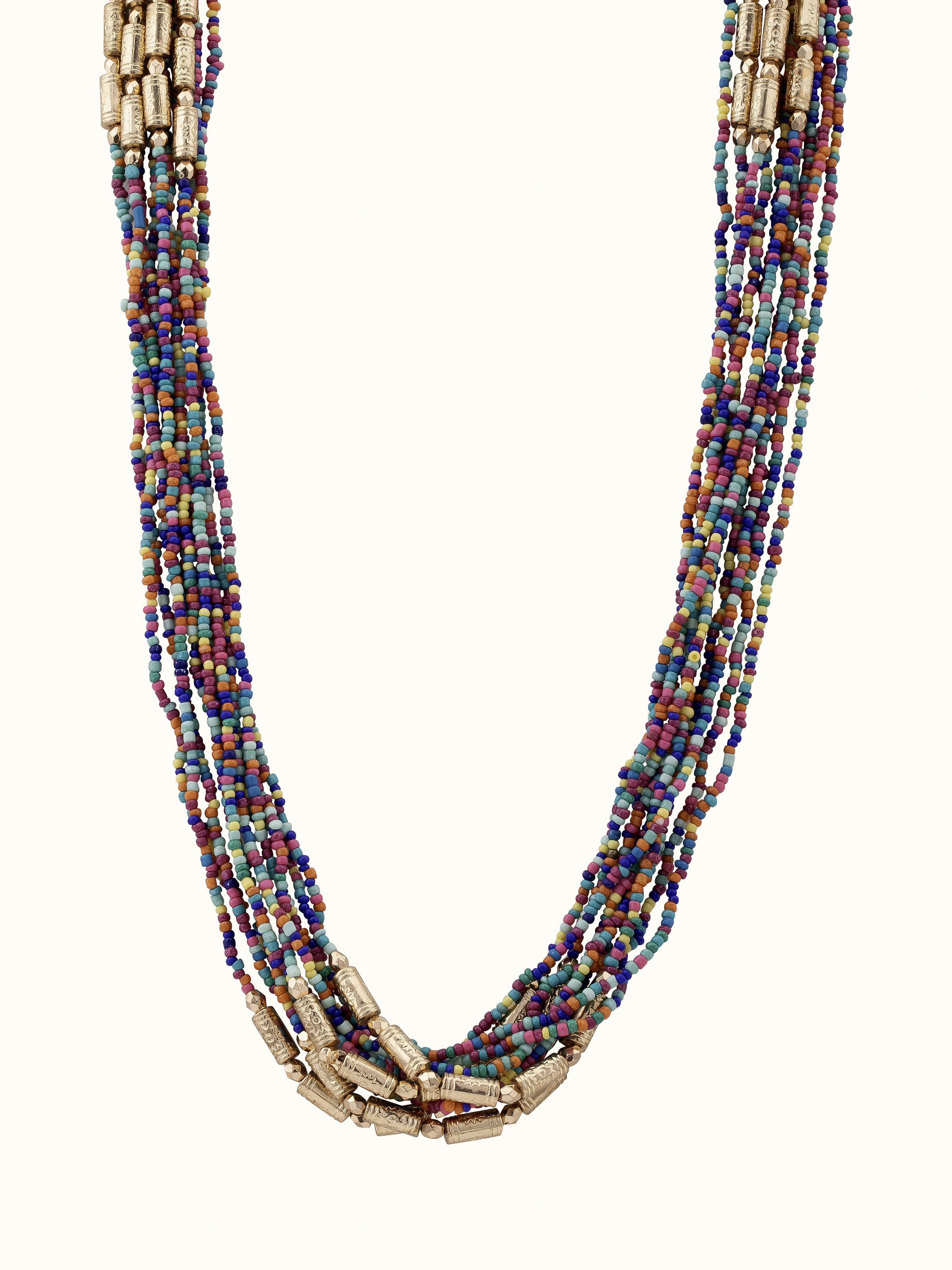 Front view of handcrafted collar necklace with elegant detailing
