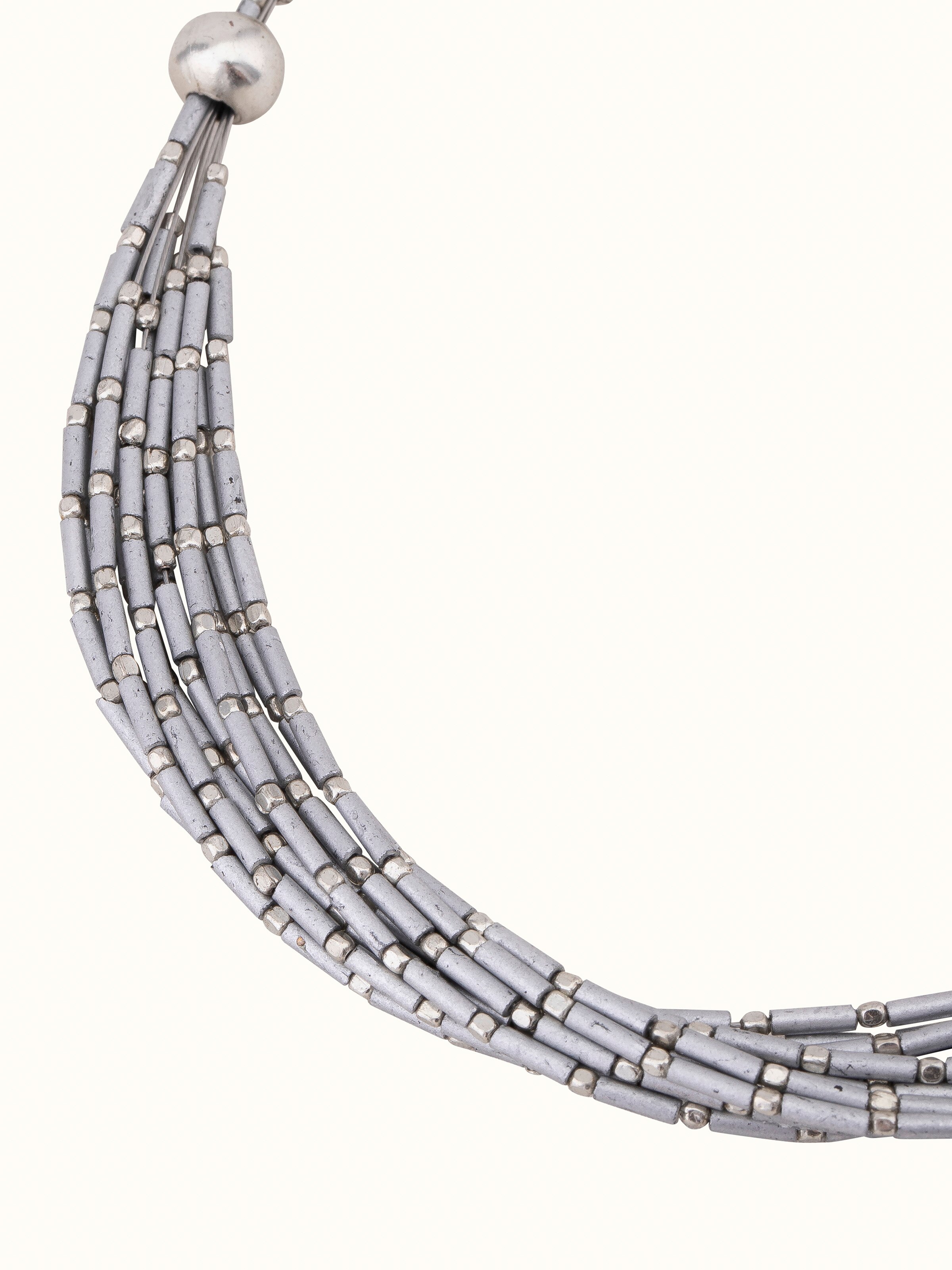 Angled view of Handcrafted Collar Necklace emphasizing its unique craftsmanship.