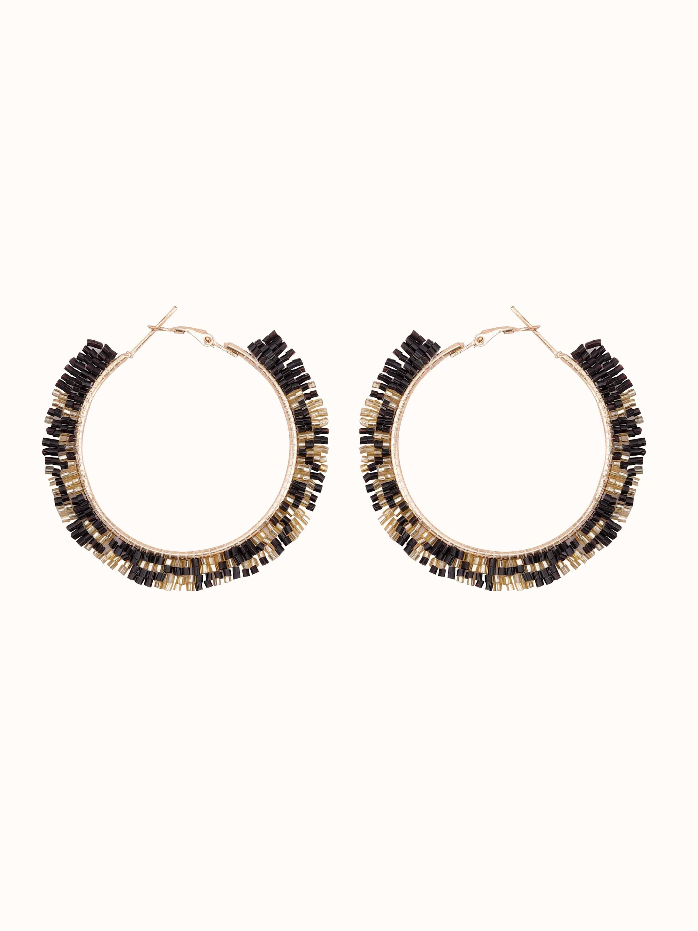Front view of Handcrafted Hoop Earrings showcasing intricate design and elegant hoop style.