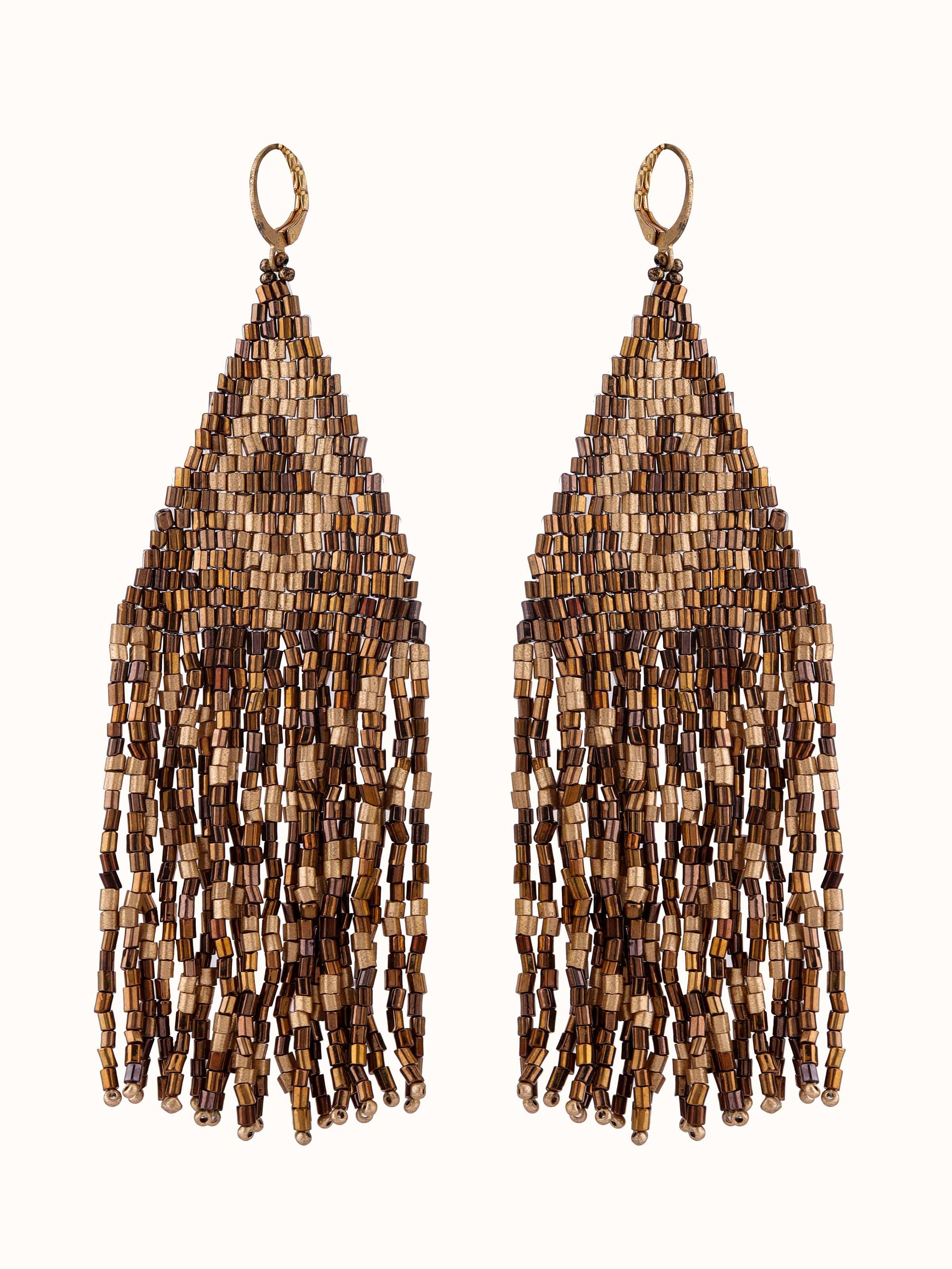 Front view of Handcrafted Drop Earrings showcasing detailed design and craftsmanship.