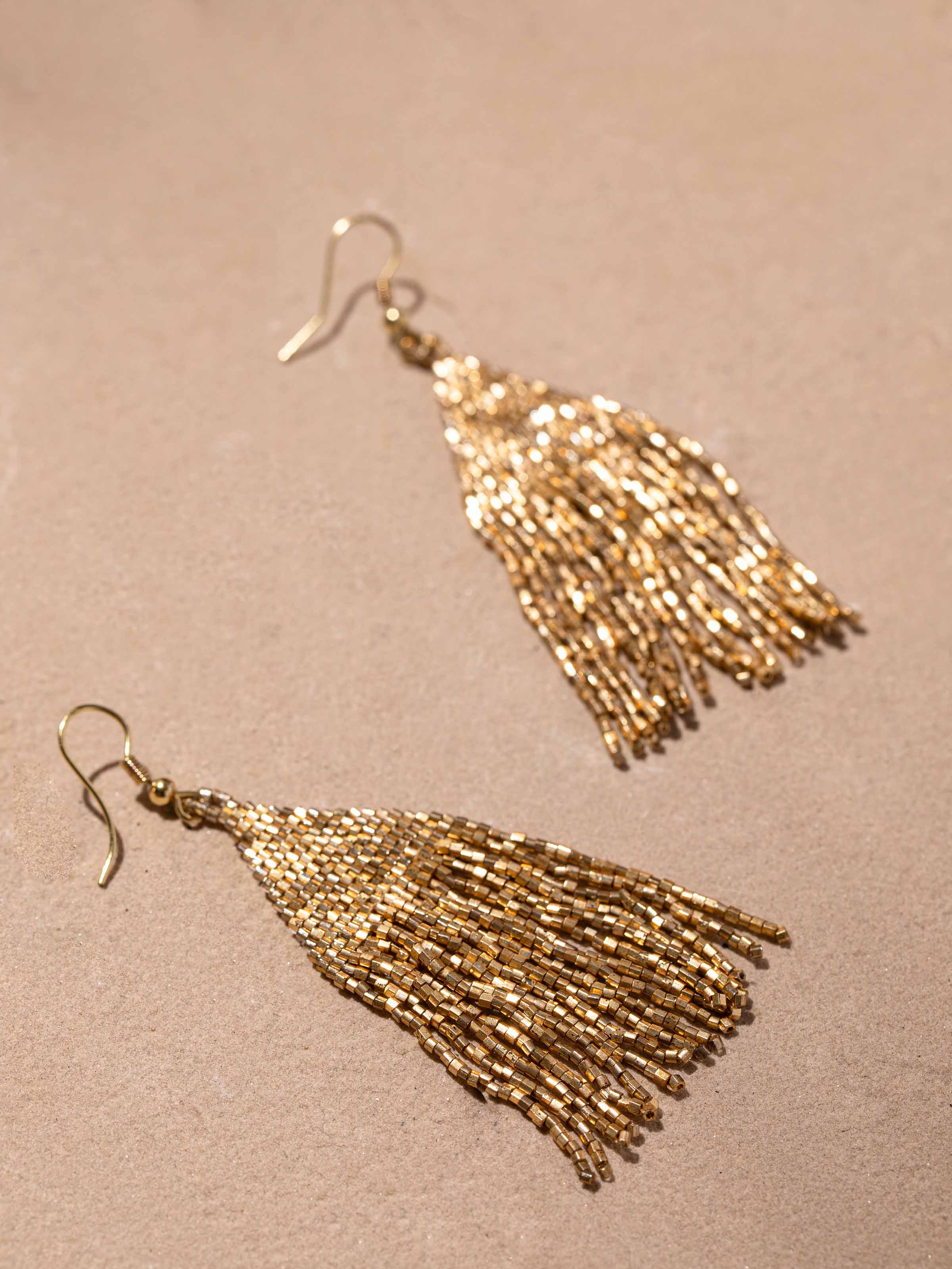 Back view of Handcrafted Drop Earrings showing the clasp and design.