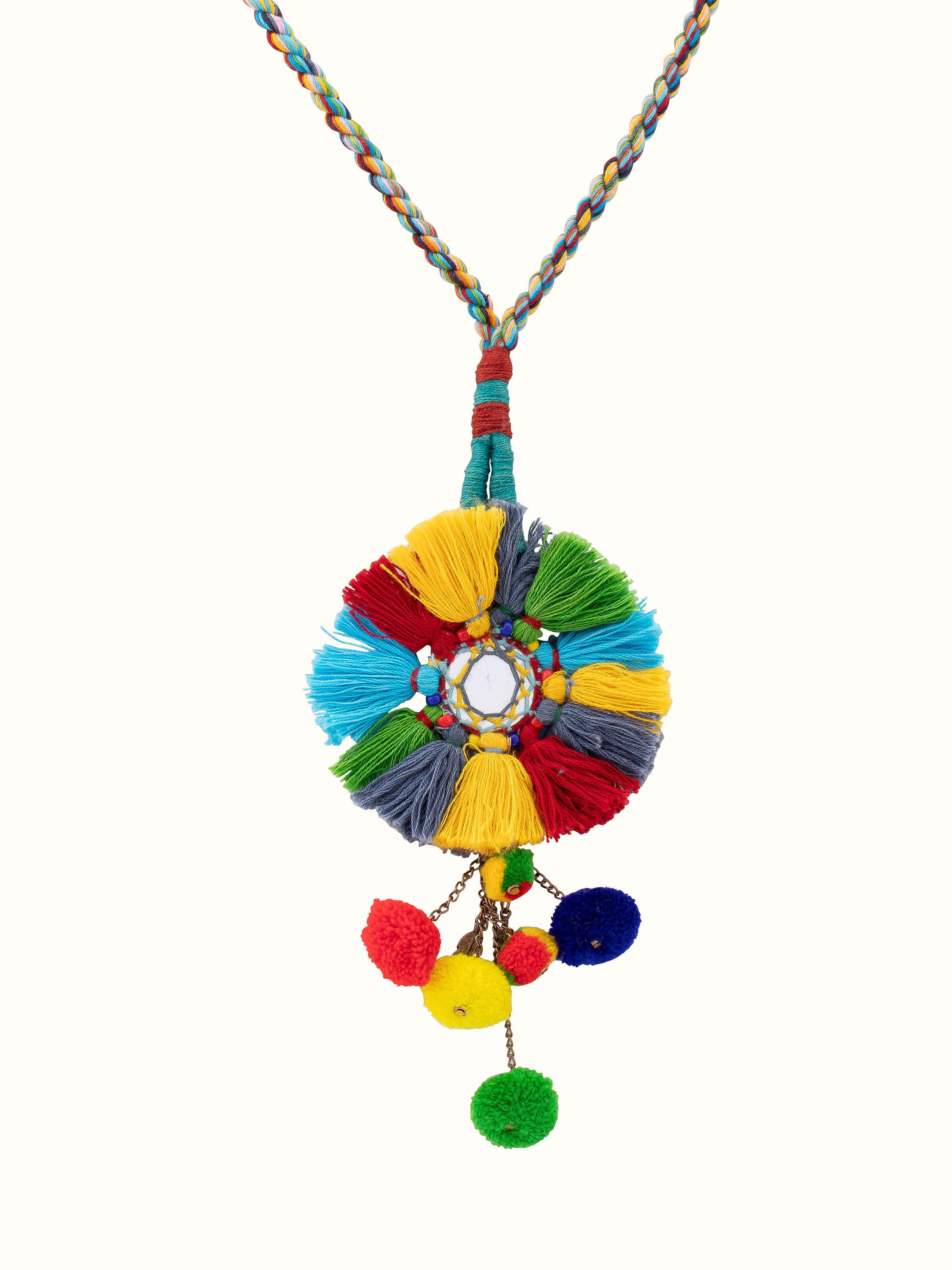 Front view of Ceramic Long Necklace showcasing vibrant design and craftsmanship.
