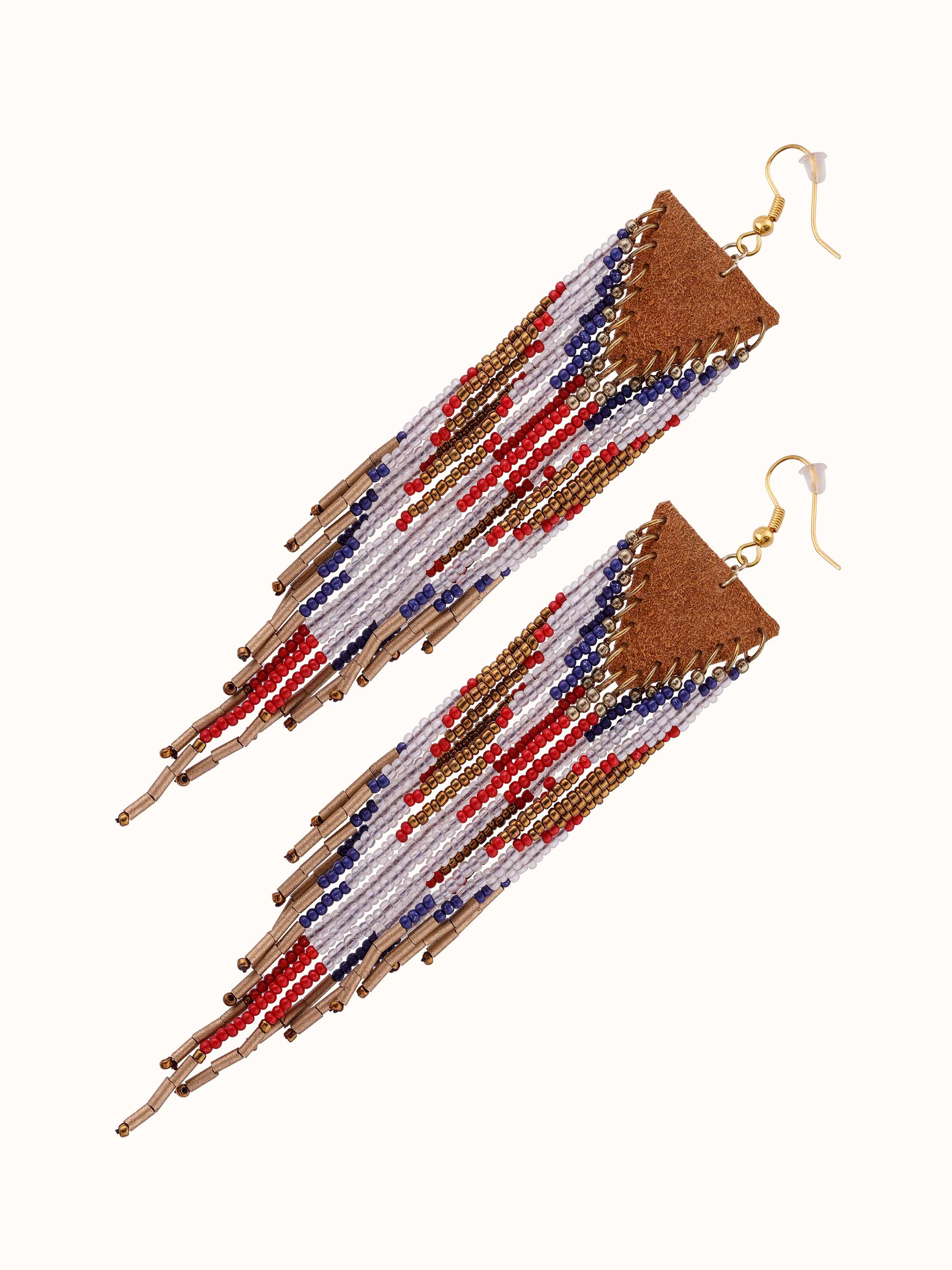 Detailed view of handcrafted drop earrings emphasizing their fine craftsmanship and unique design.