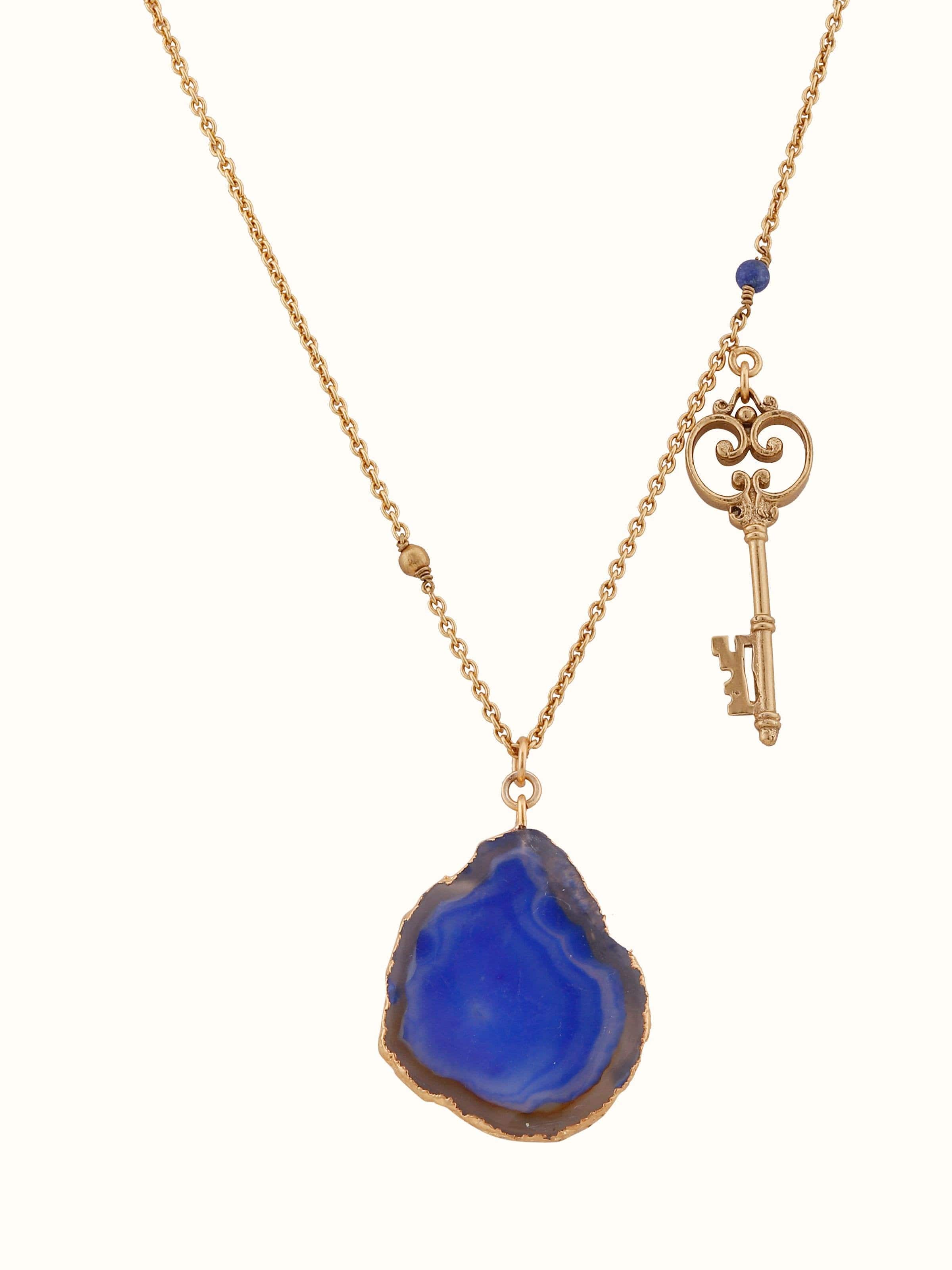 Front view of Agate Pendant with Chain, showcasing elegant design