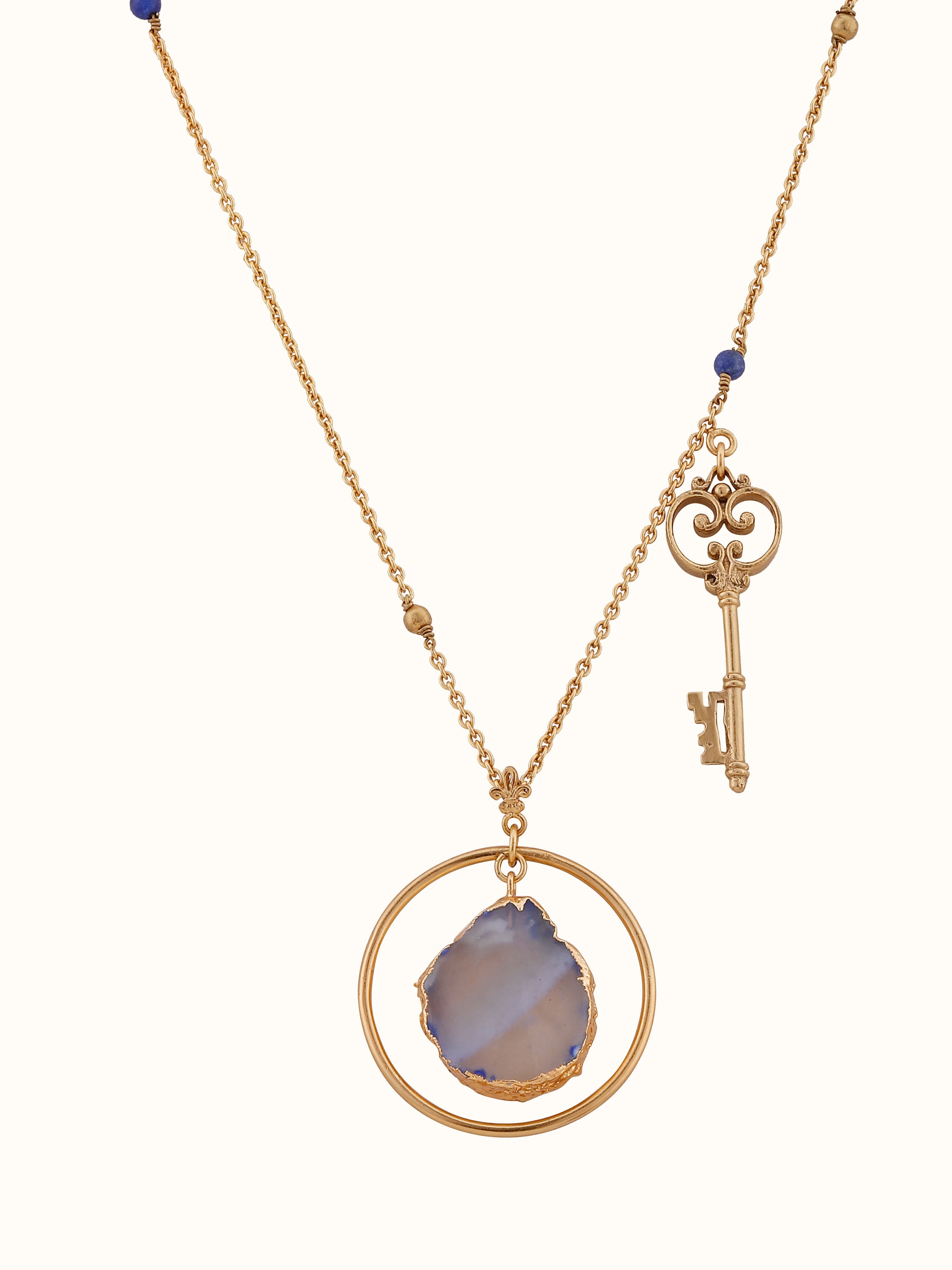 Front view of Agate Pendant with Chain, featuring a stunning agate stone pendant and elegant chain.