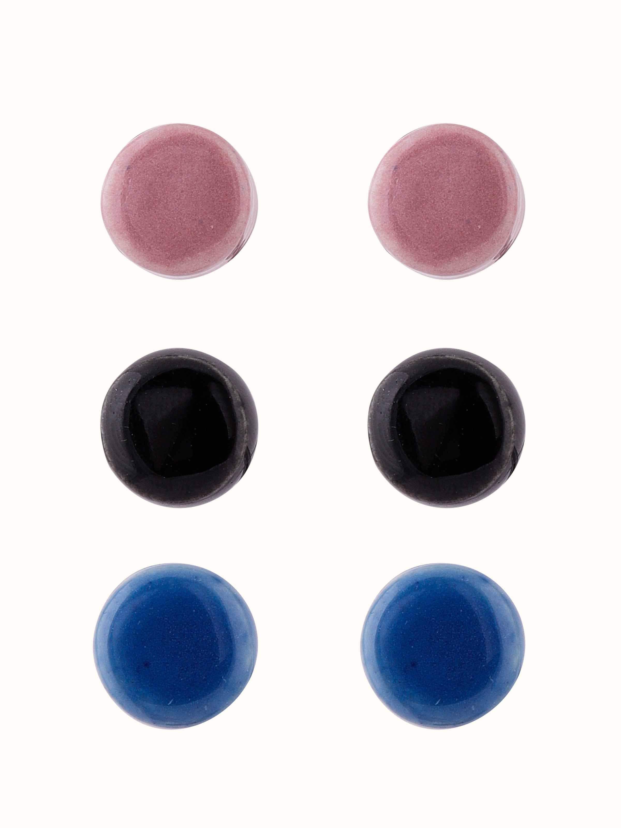 Front view of Ceramic stud earrings set highlighting detailed craftsmanship and vibrant colors