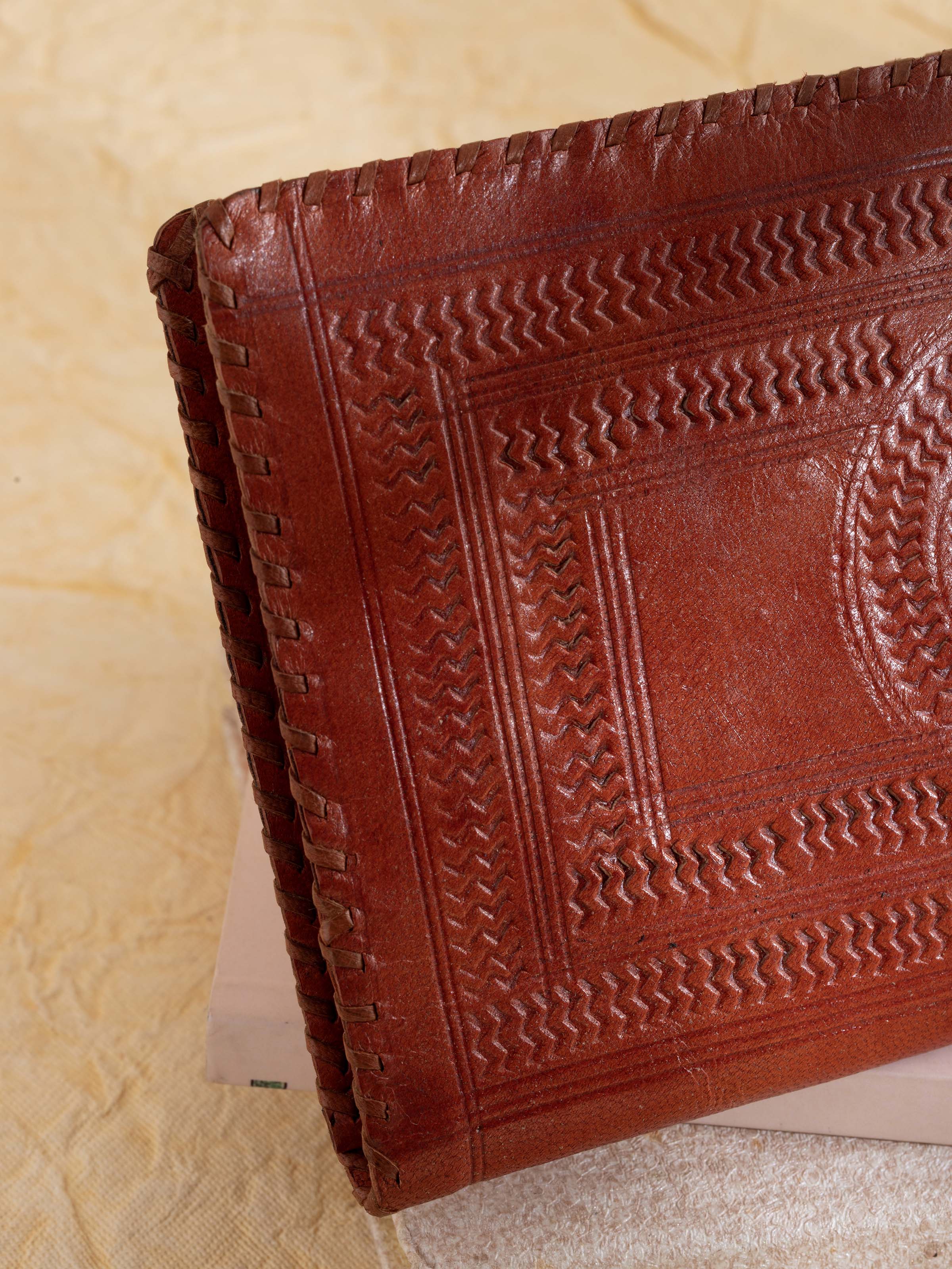 Leather kutch stitched long wallet