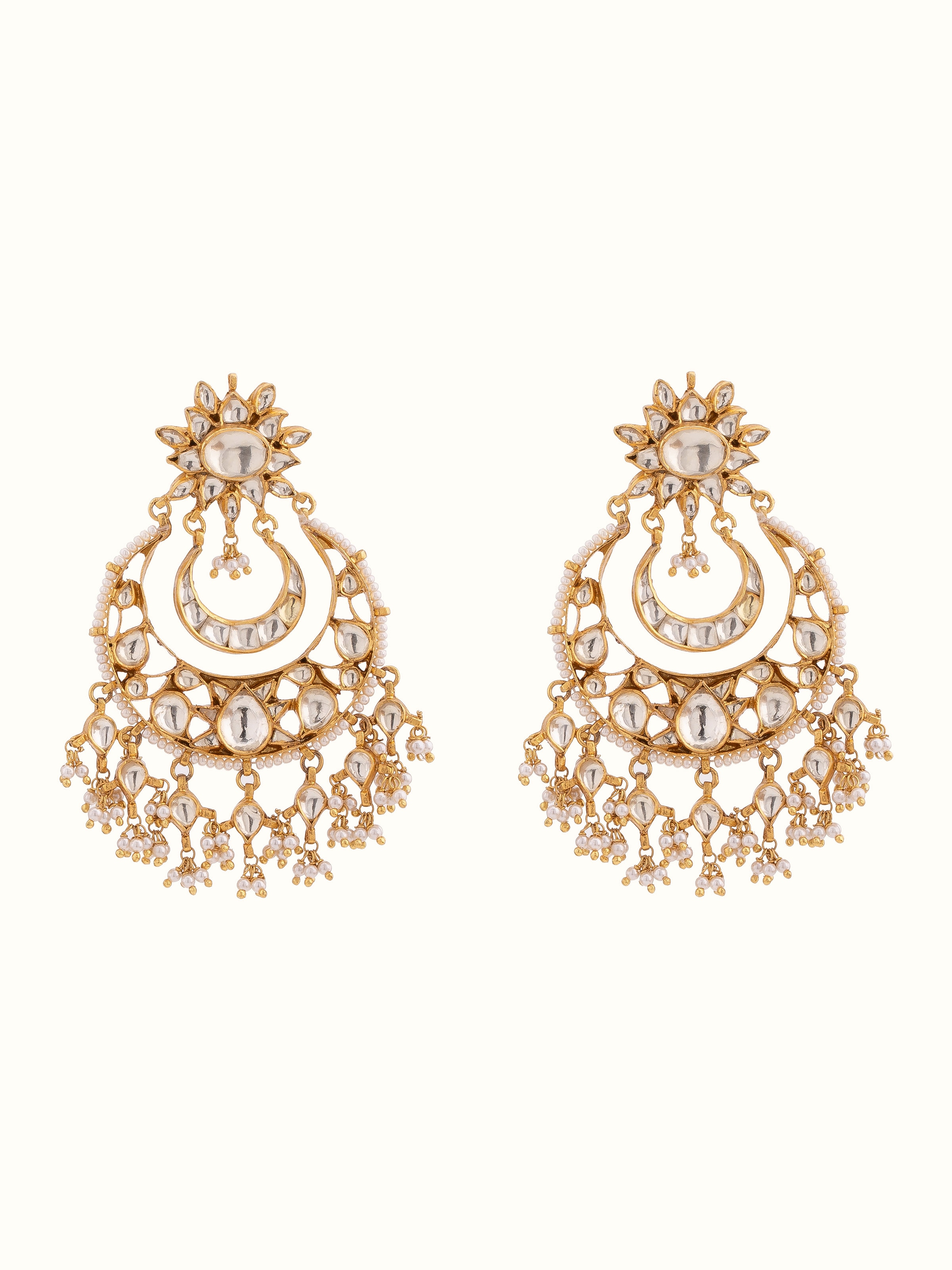 Front view of Silver Smithing Chandbalis highlighting elegant design and detailed silverwork.