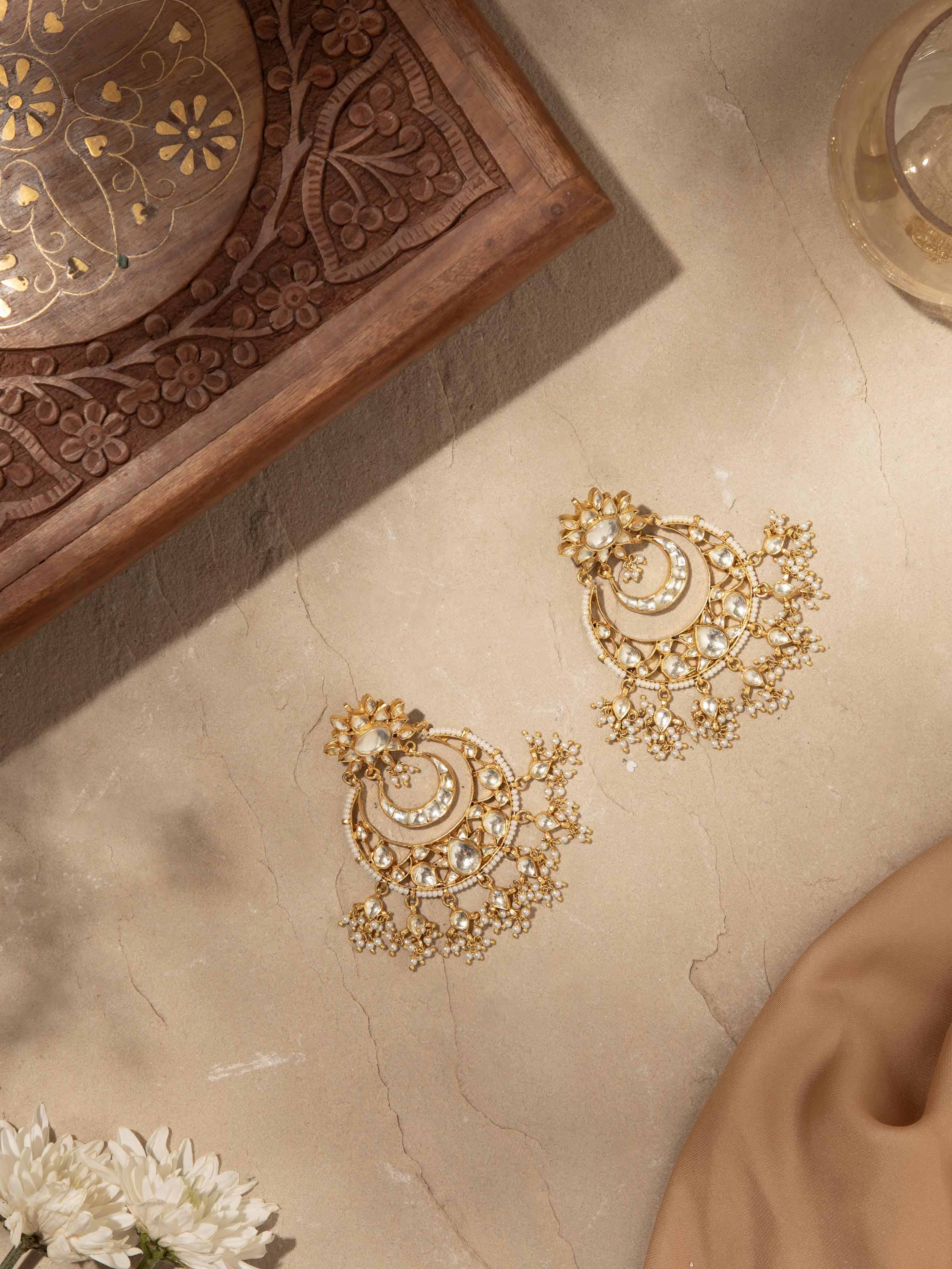 Detailed view of Silver Smithing Chandbalis showcasing the intricate silver patterns and craftsmanship.