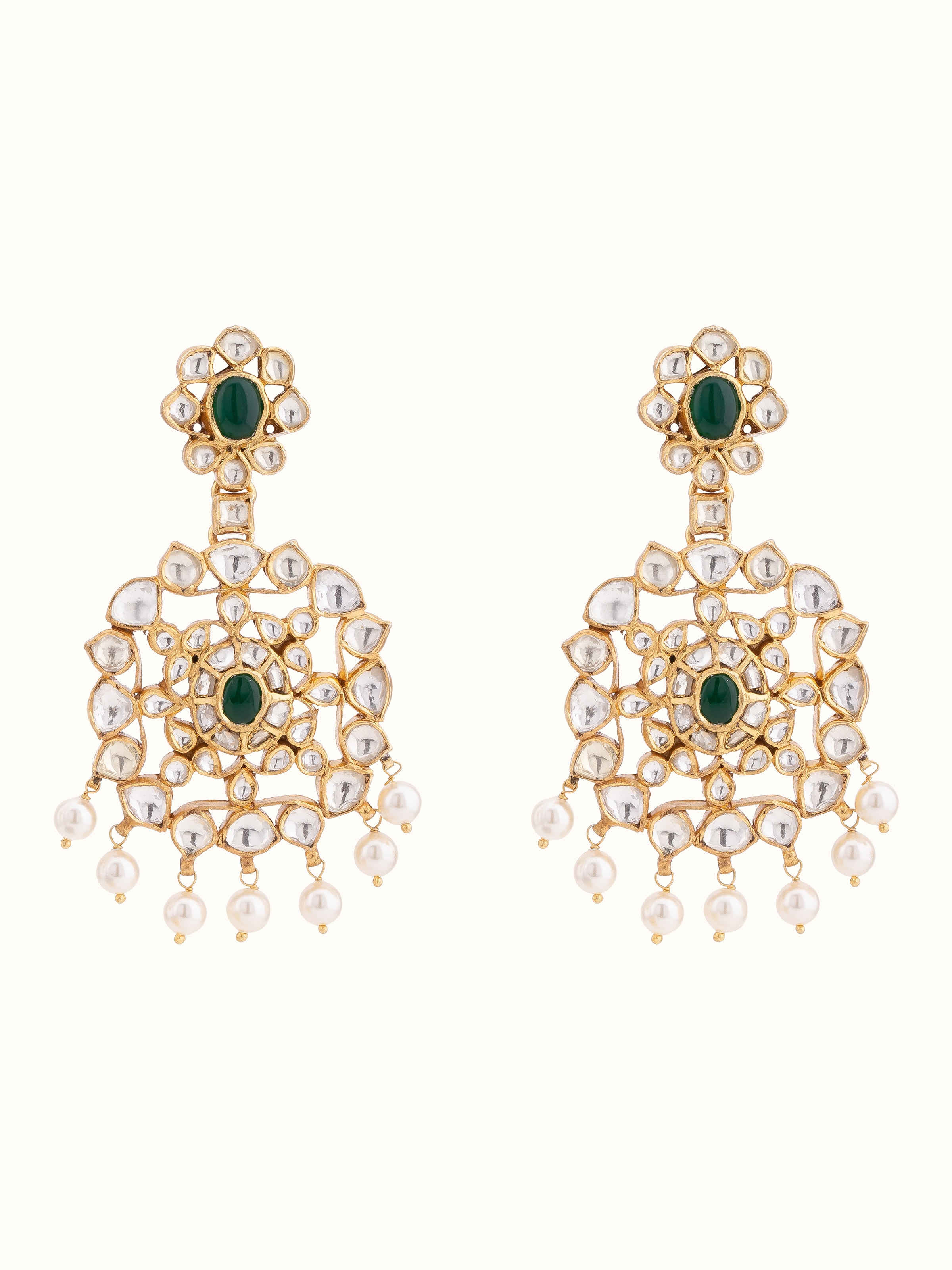 Front view of Silver Smithing Drop Earrings featuring elegant design and metalwork.