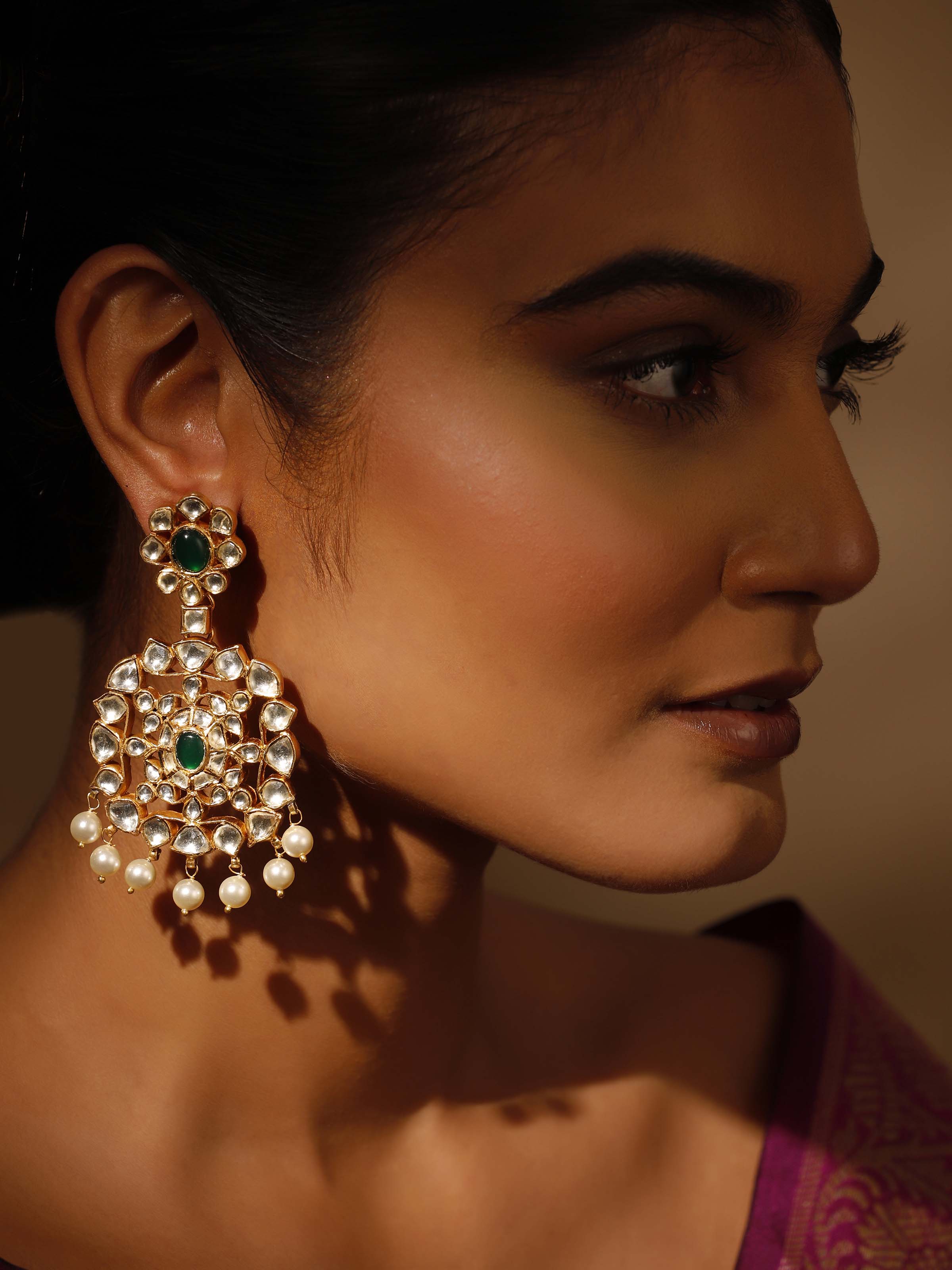 Close-up view of Silver Smithing Drop Earrings showcasing detailed craftsmanship.