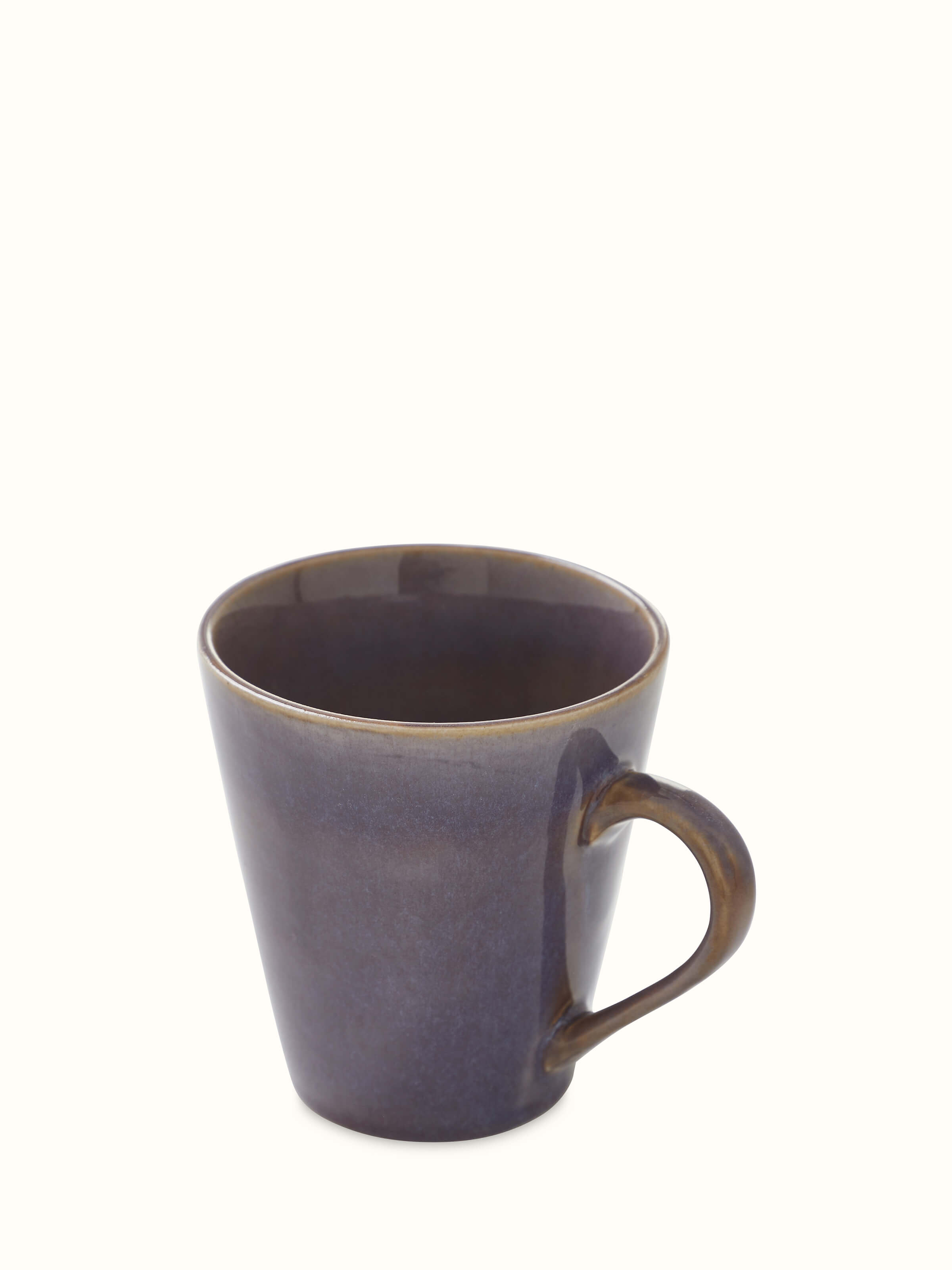Front view of Khurja pottery ceramic coffee mug in black, showcasing sleek design and finish.