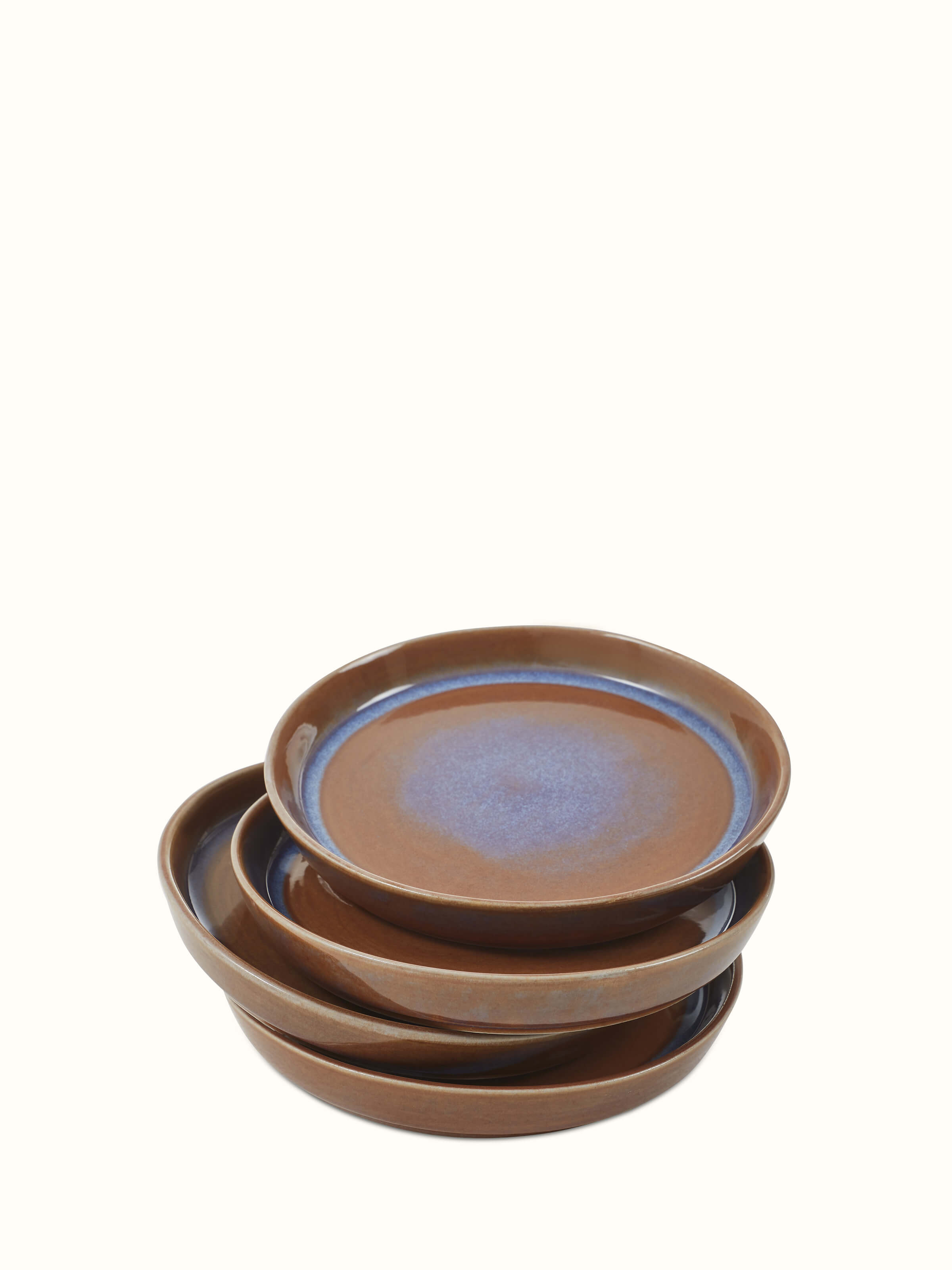 Front view of Khurja pottery ceramic salad plates in brown, featuring traditional designs and high-quality finish.