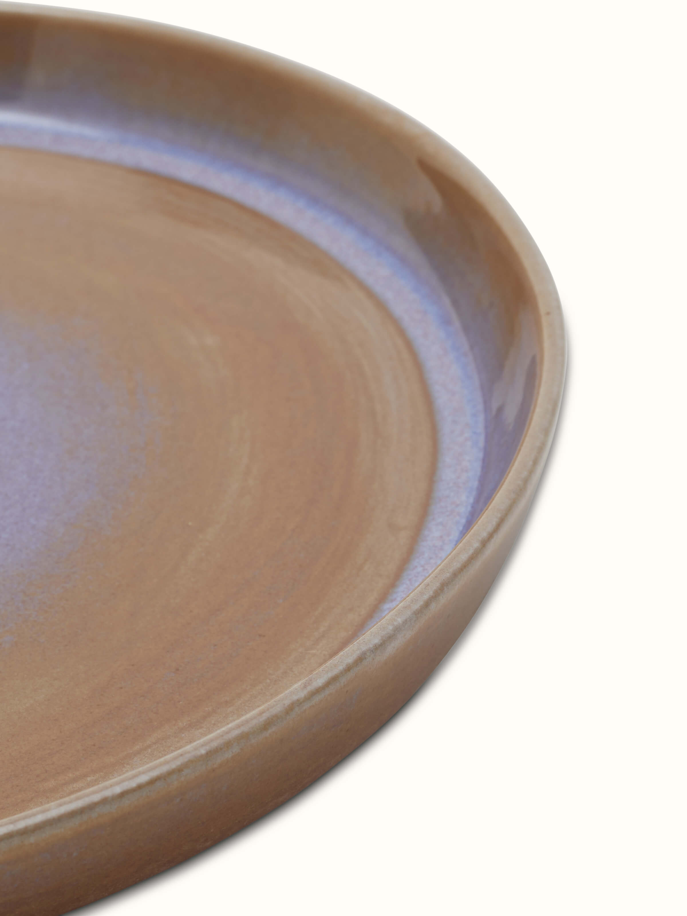 Detailed close-up of brown Khurja pottery ceramic dinner plates set (4 pcs) showcasing the intricate design