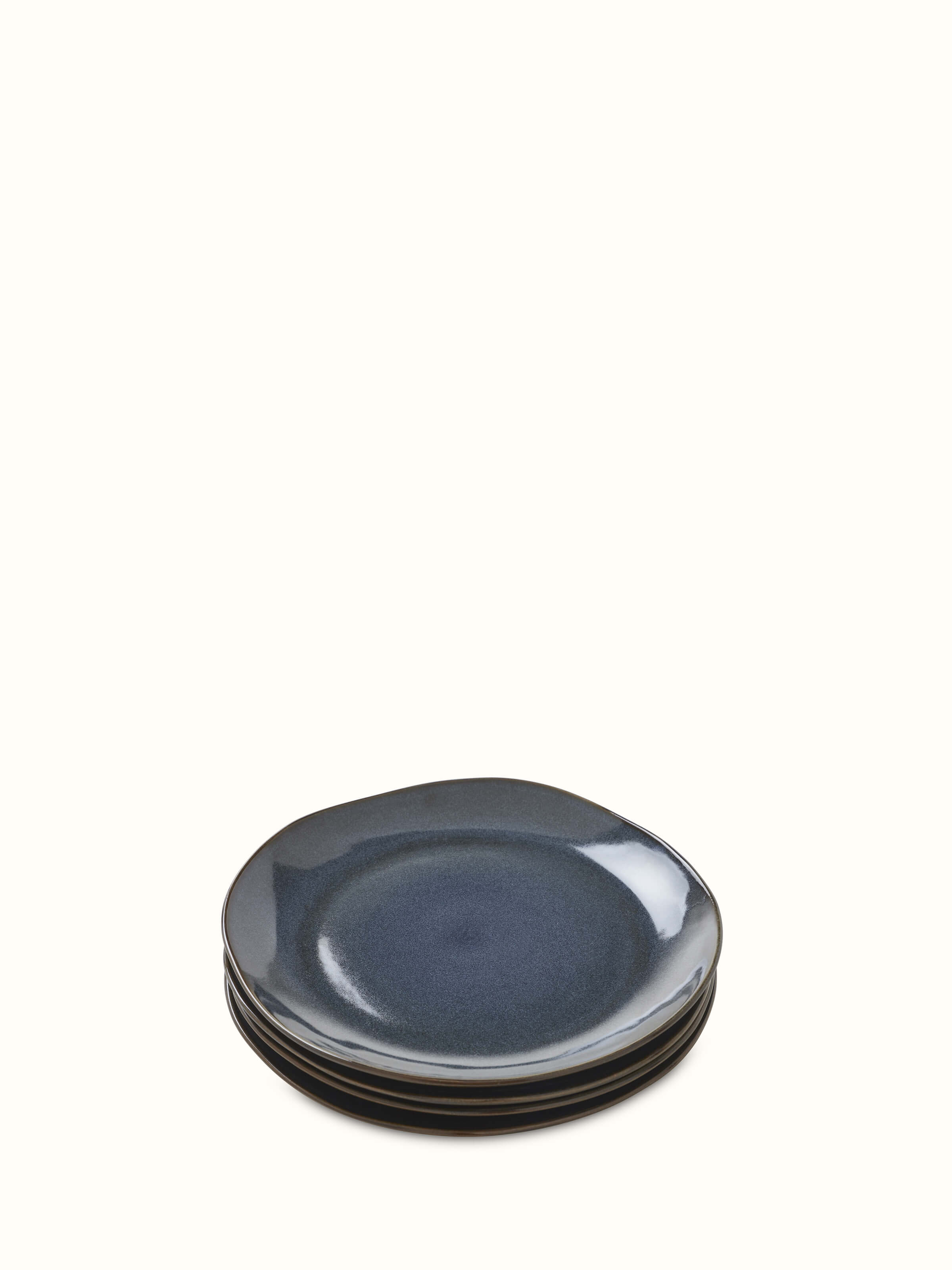 Front view of Khol Khurja pottery ceramic salad plate set (4 pcs) featuring vibrant hand-painted designs