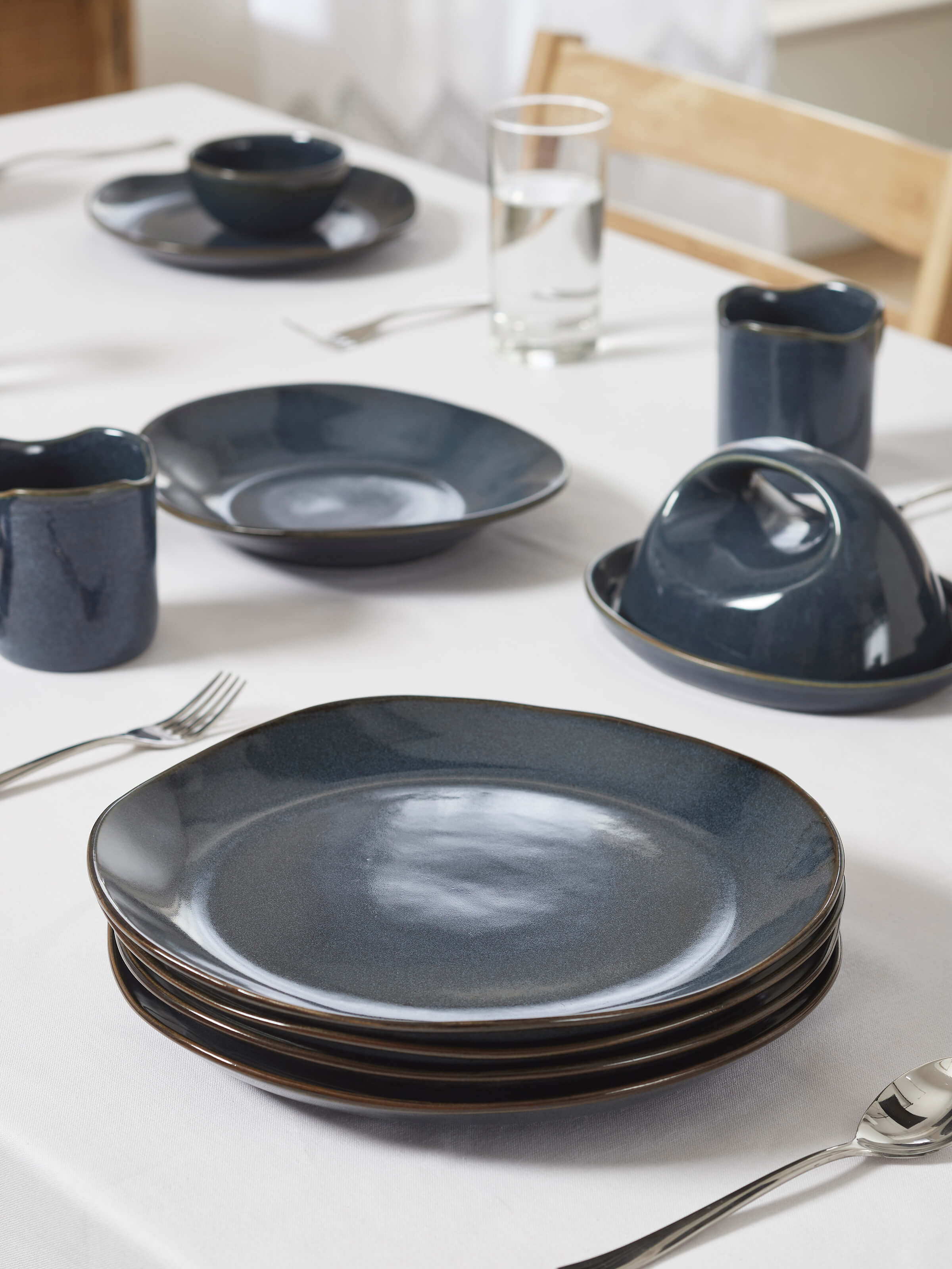 Artistic view of Khol Khurja pottery ceramic salad plate set (4 pcs) with colorful, traditional motifs