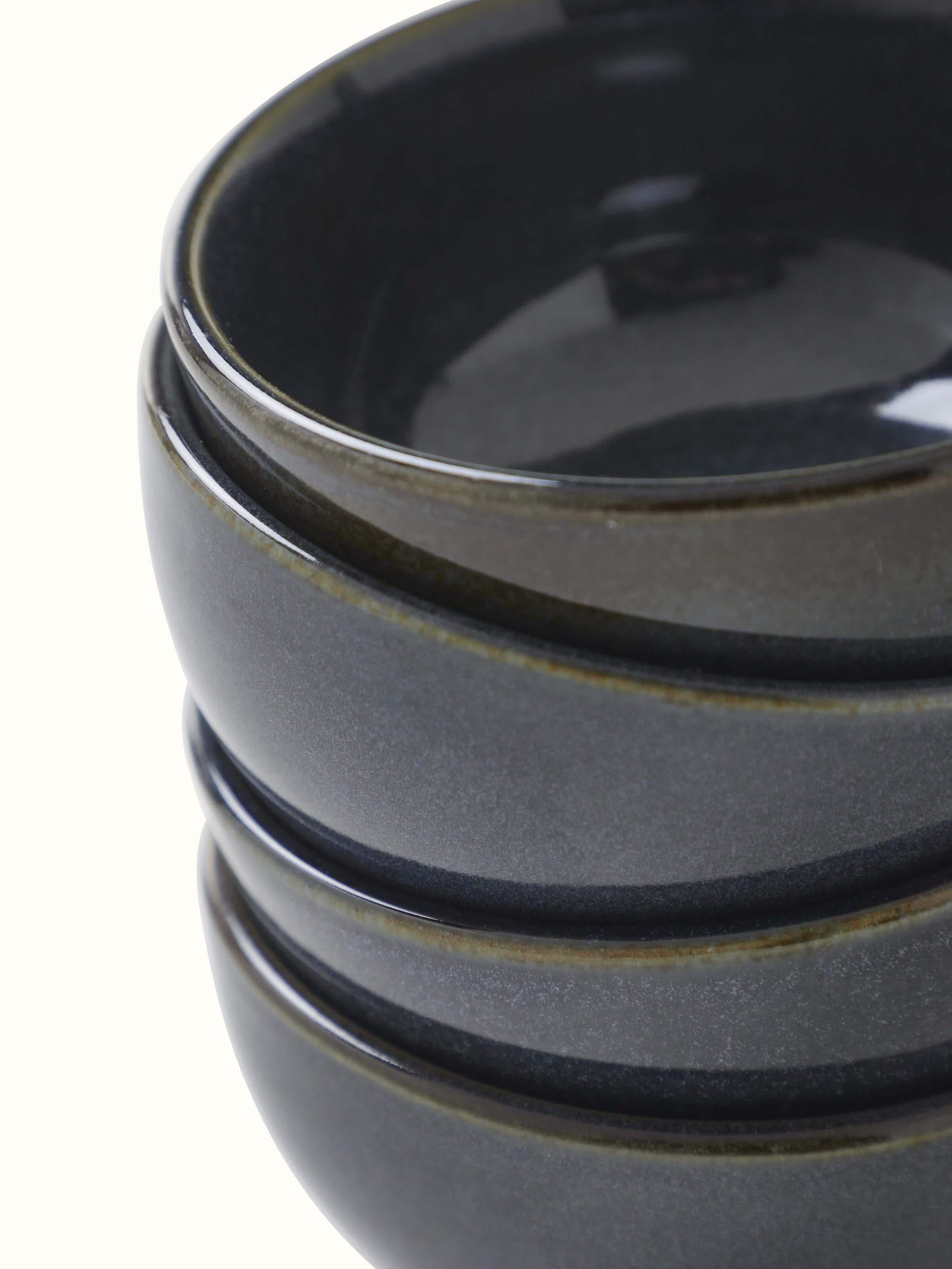 Detailed view of Khurja pottery ceramic dinner bowl set (4 pcs) highlighting the vibrant glaze and intricate pottery design