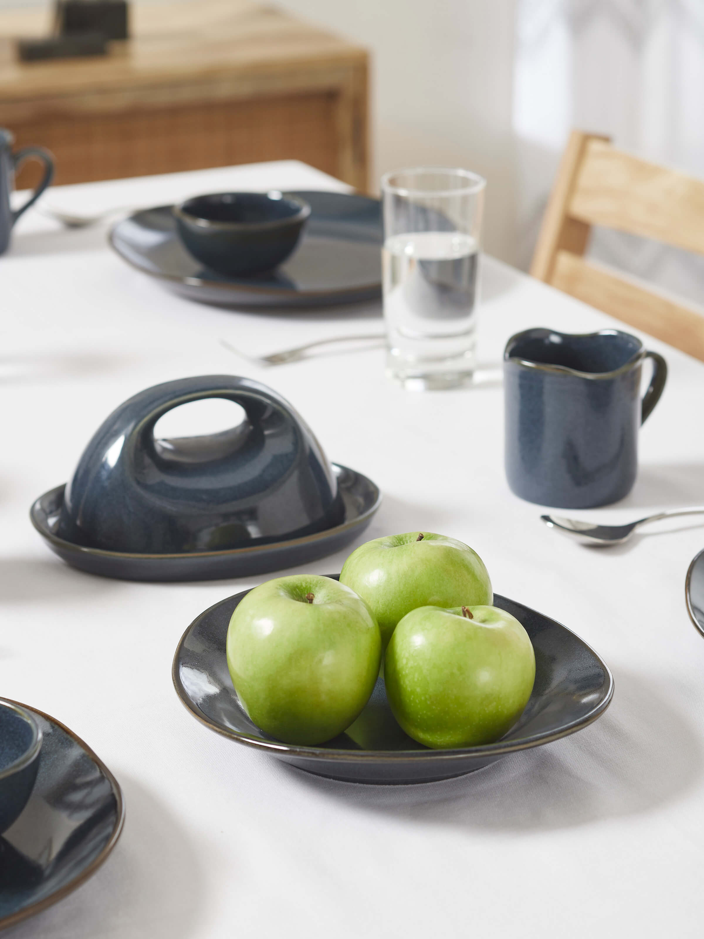 Side view of Khurja pottery ceramic serving bowl black highlighting its elegant shape and durable ceramic material