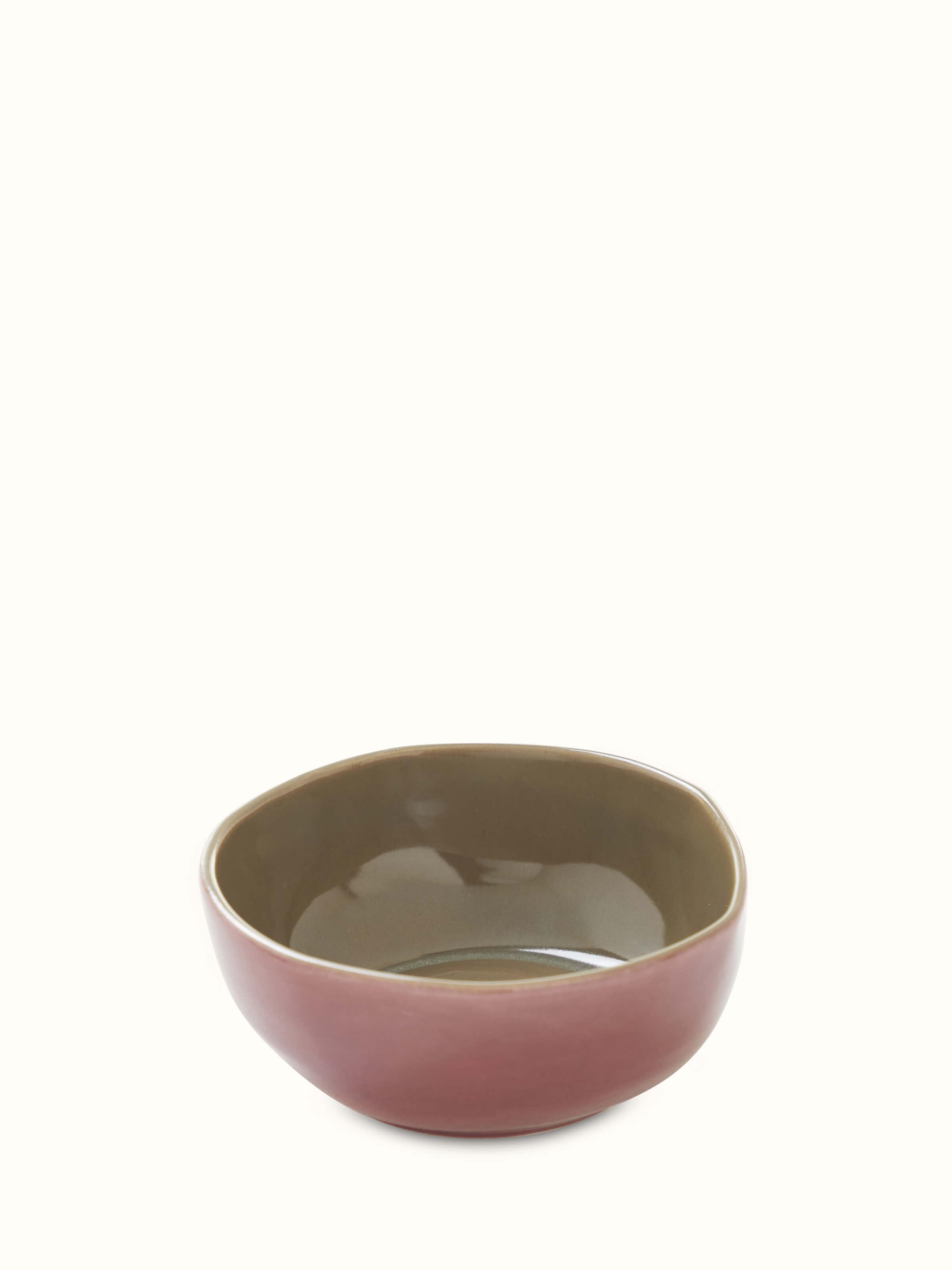 Front view of Khurja pottery ceramic serving bowls in pink (3 pcs) showcasing vibrant color and texture