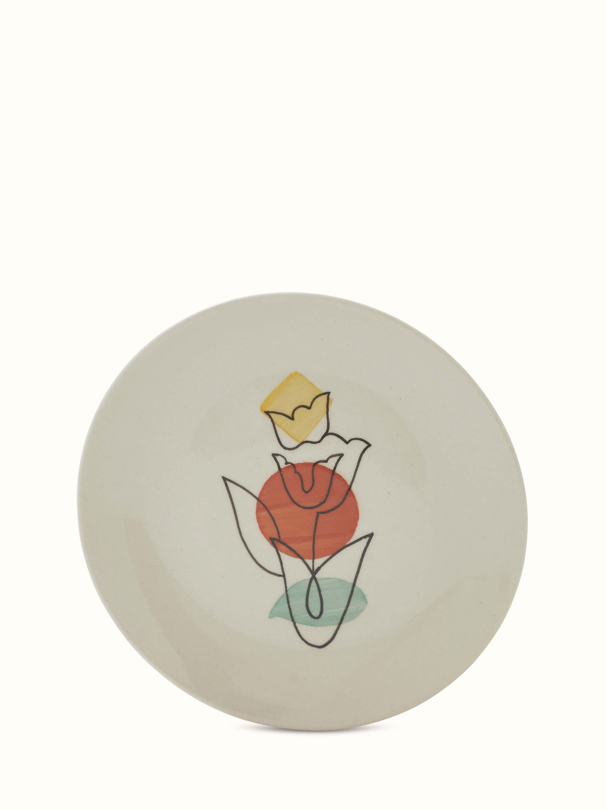 Top view of Khurja pottery ceramic salad plates orange & white (4 pcs)