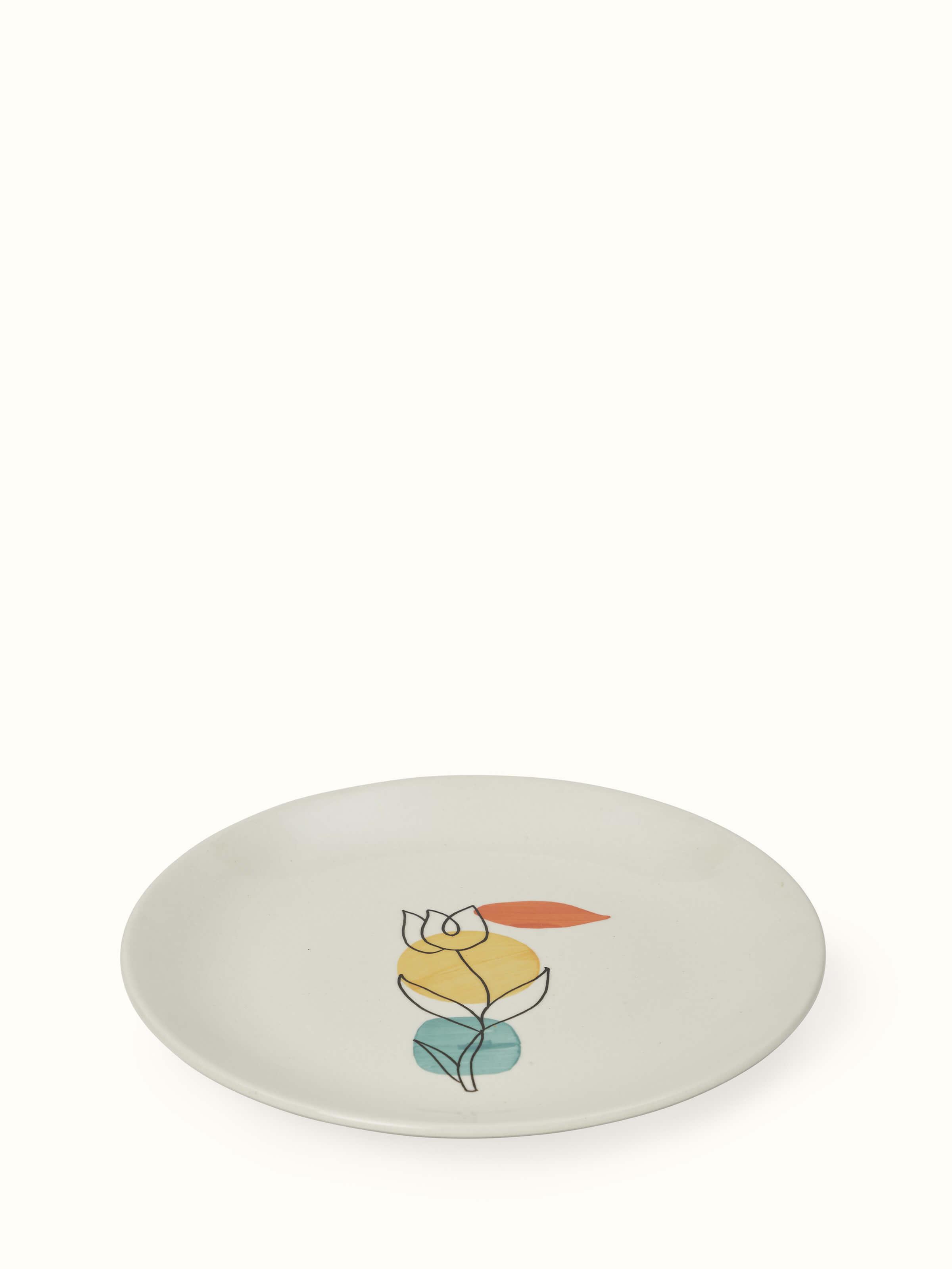 Detailed view of Khurja Pottery Ceramic Dinner Plates in Orange & White emphasizing texture.