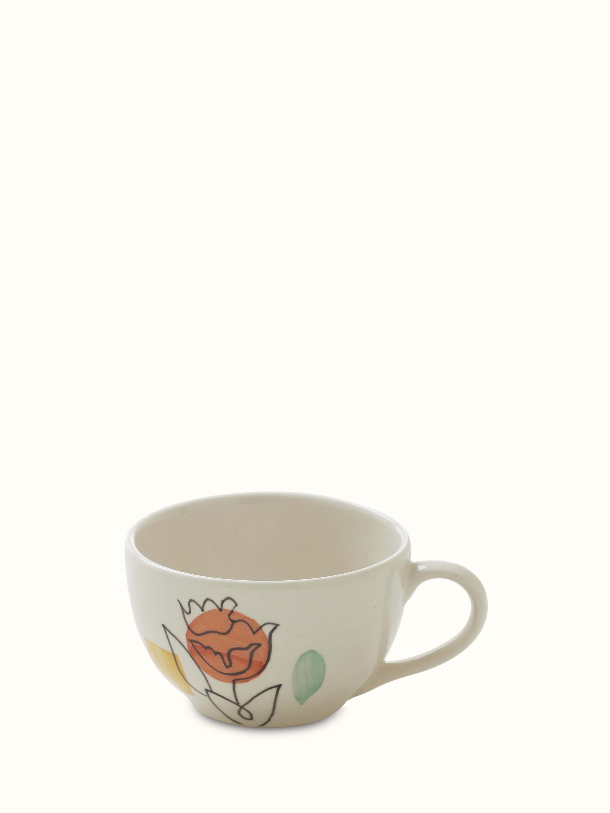 Front view of Khurja Pottery Ceramic Soup Bowl showing vibrant colors and design