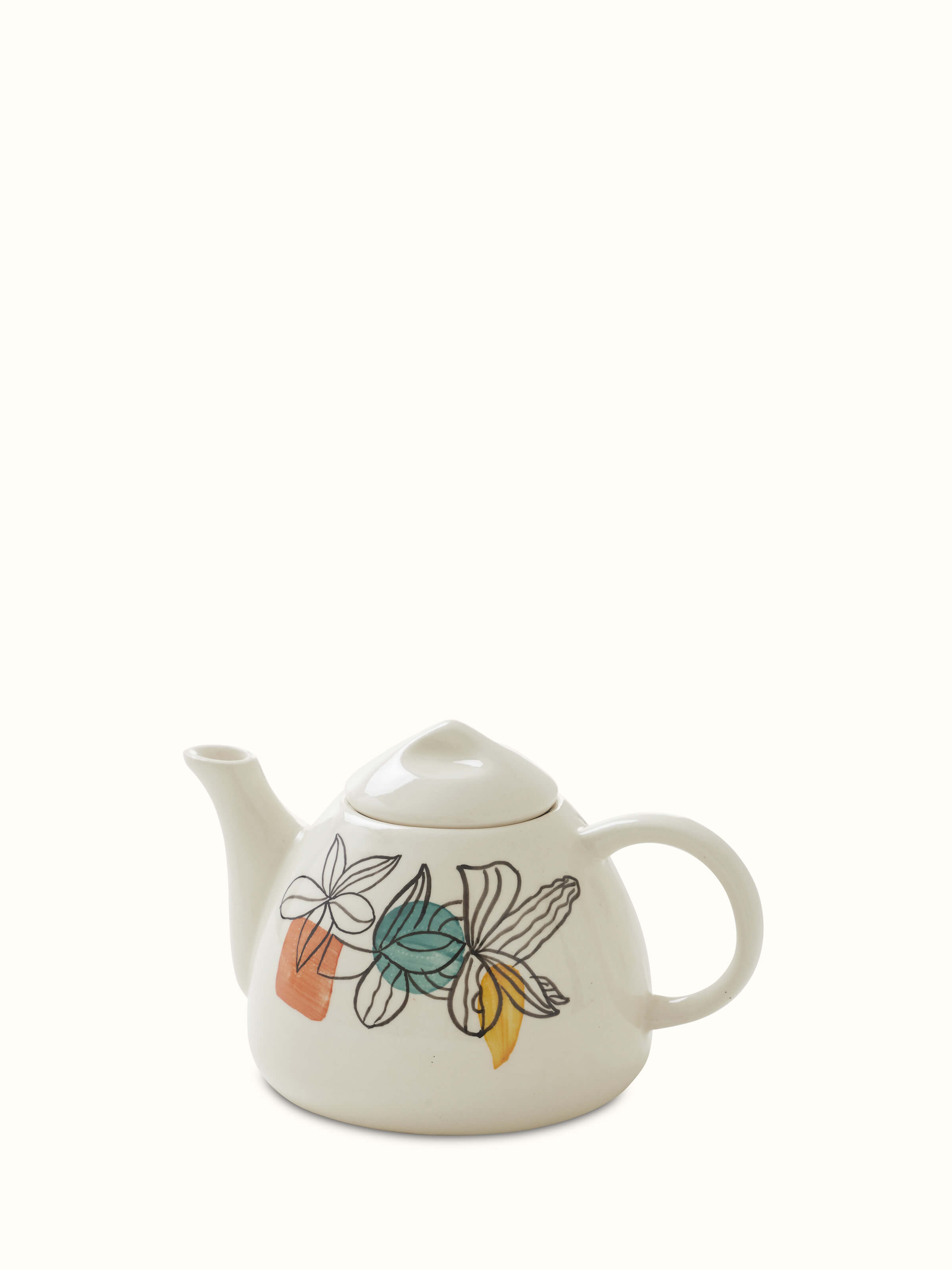 Alternate view of Khurja Pottery Ceramic Tea Set in white (3 pcs) showcasing different angles.