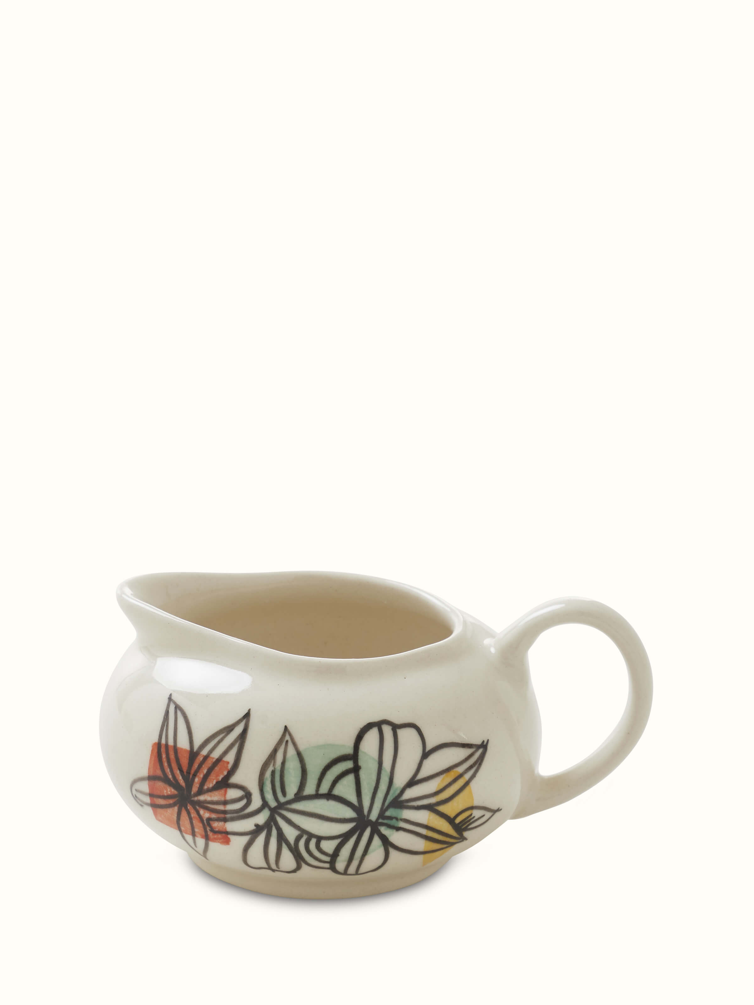 Close-up view of Khurja Pottery Ceramic Tea Set in white (3 pcs) emphasizing the details and craftsmanship.