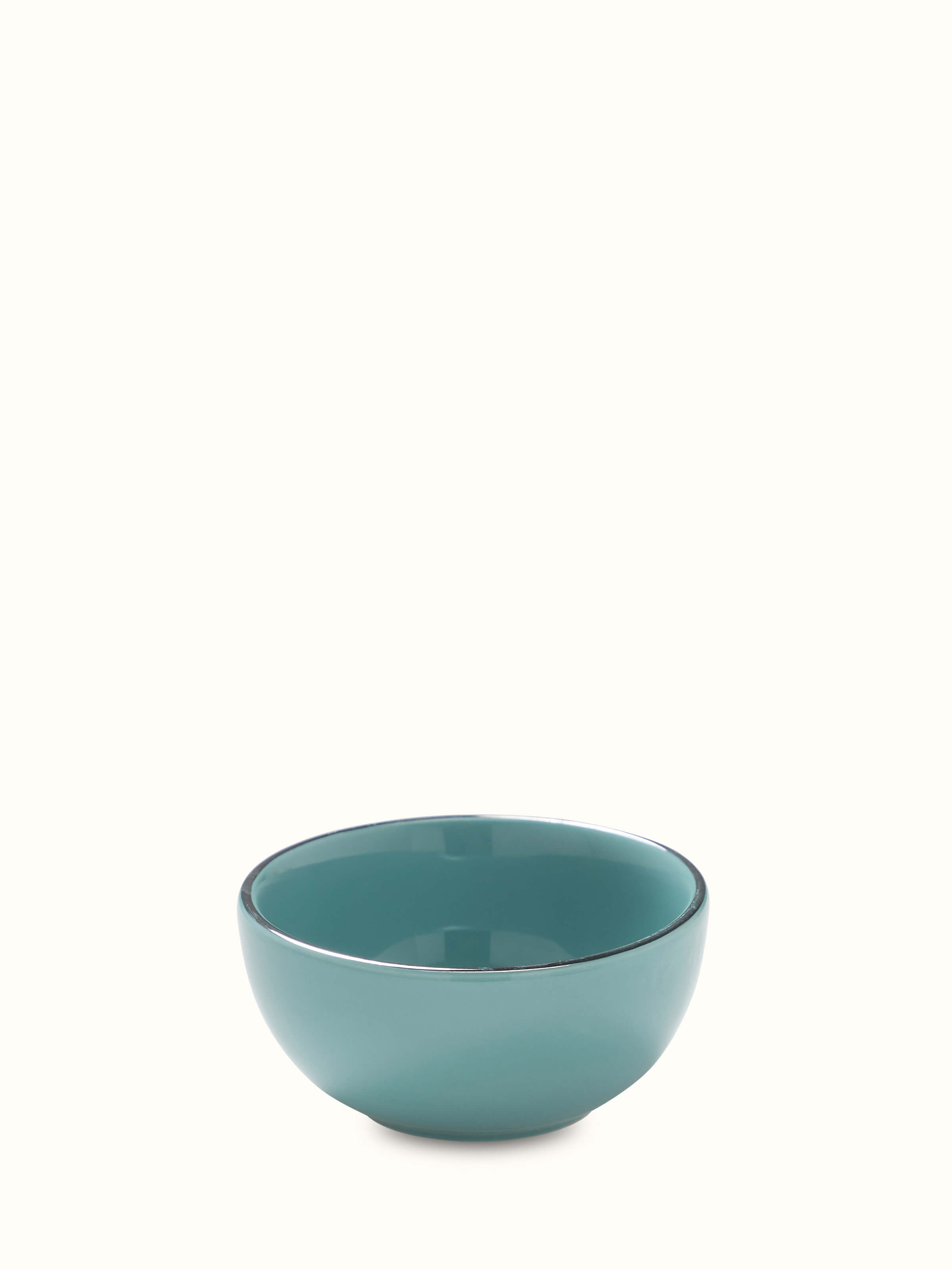Top view of Khurja pottery ceramic dinner bowls in aqua (4 pcs) highlighting the clean lines and refreshing aqua color