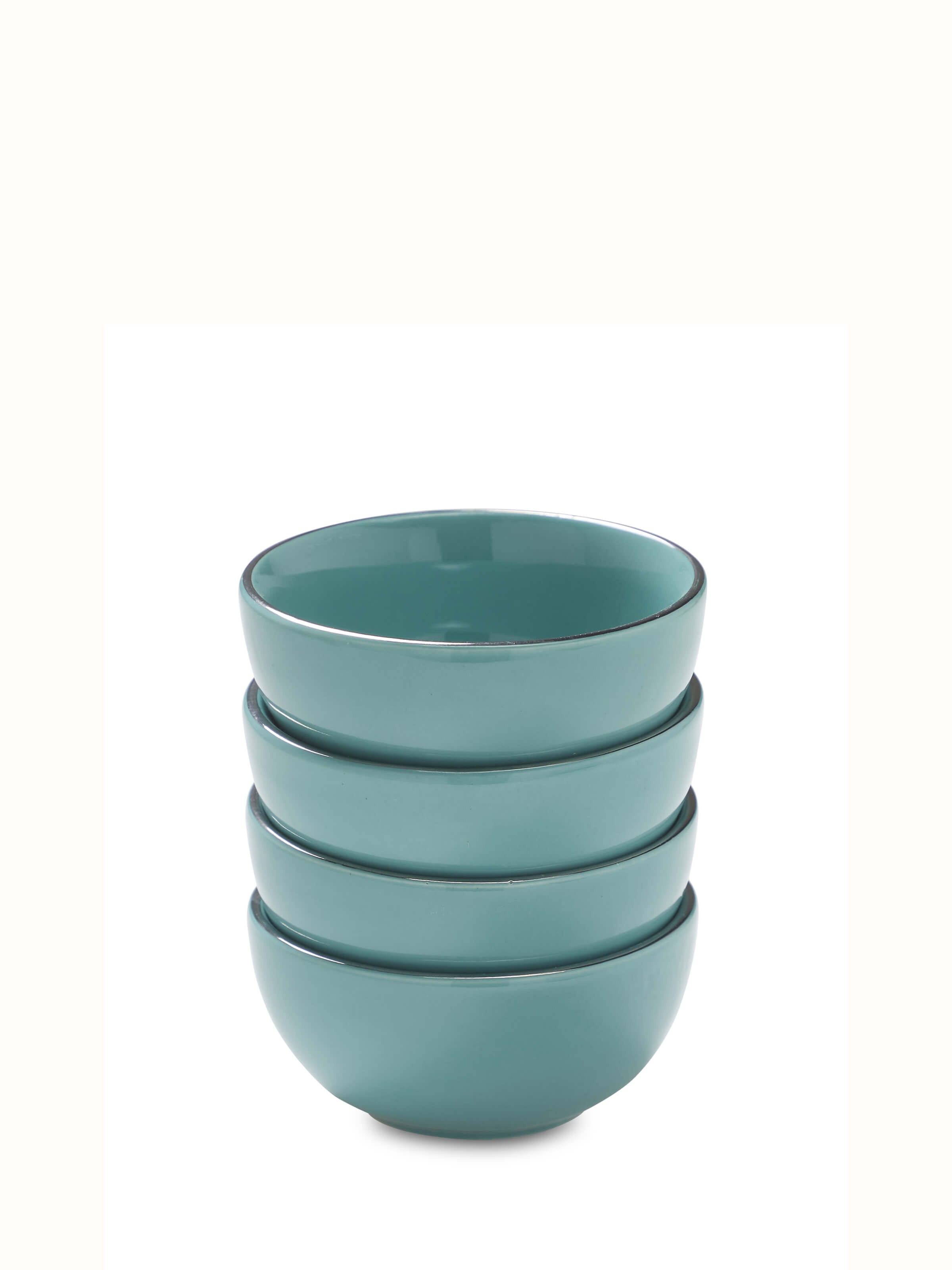 Front view of Khurja pottery ceramic dinner bowls in aqua (4 pcs) showcasing elegant design and fresh aqua color