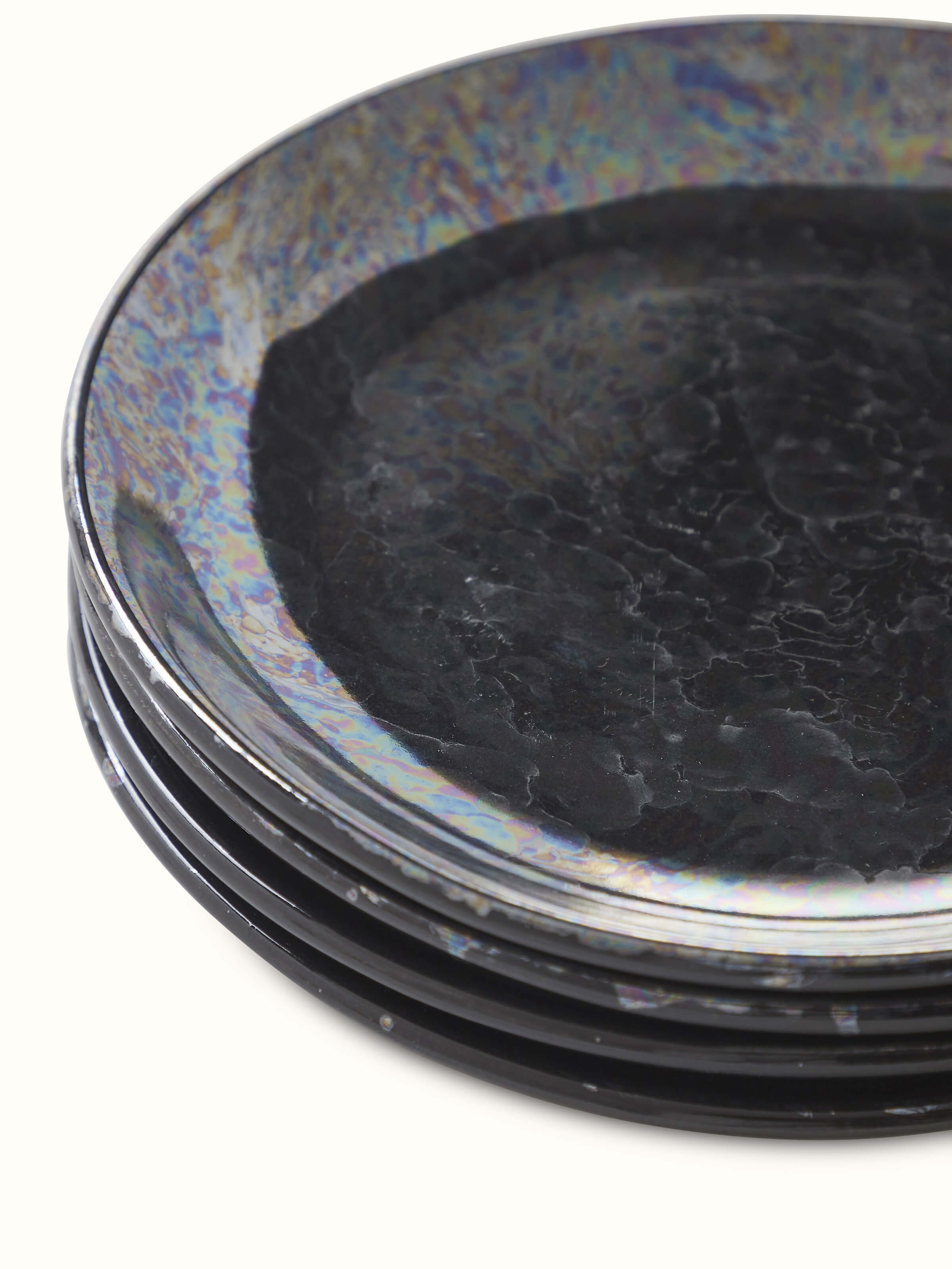 Detailed view of Khurja Pottery Ceramic Salad Plates in black, highlighting the craftsmanship and high-quality ceramic