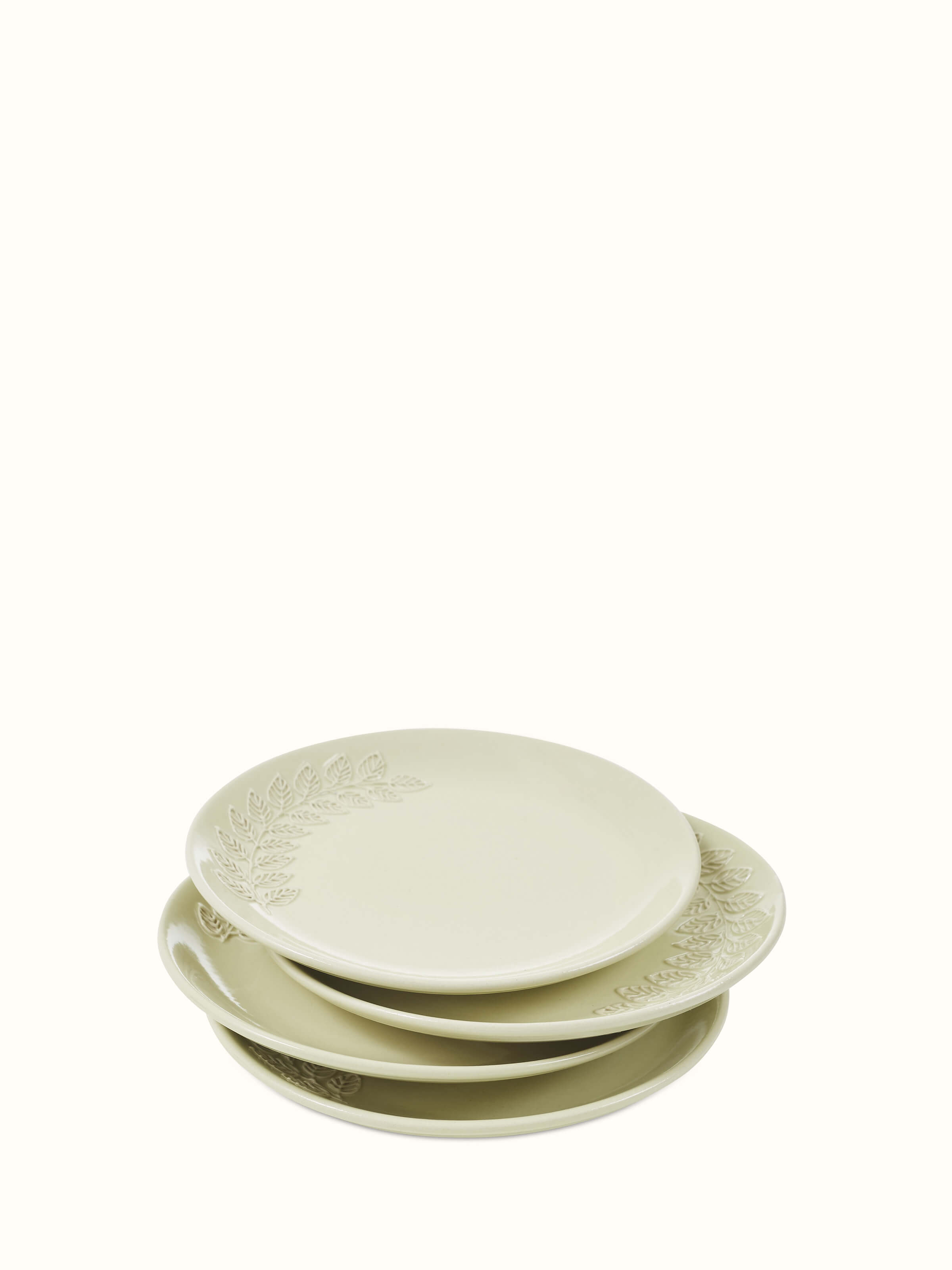 Front view of Khurja Pottery Ceramic Salad Plates in off-white, highlighting their elegant design and finish.