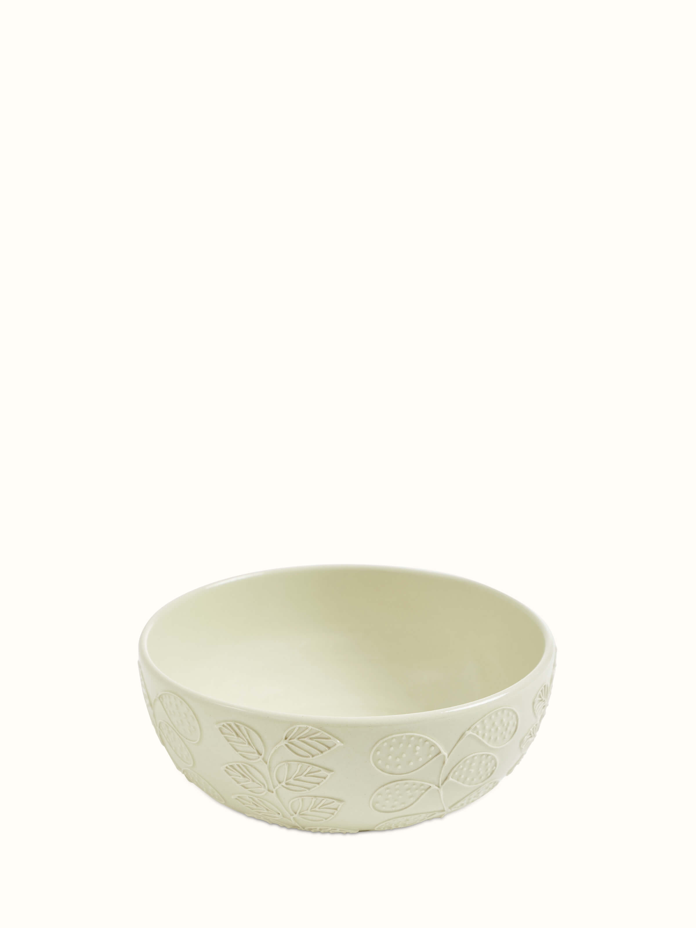 Front view of Khurja pottery ceramic serving bowl in white, displaying its elegant shape and smooth glaze.