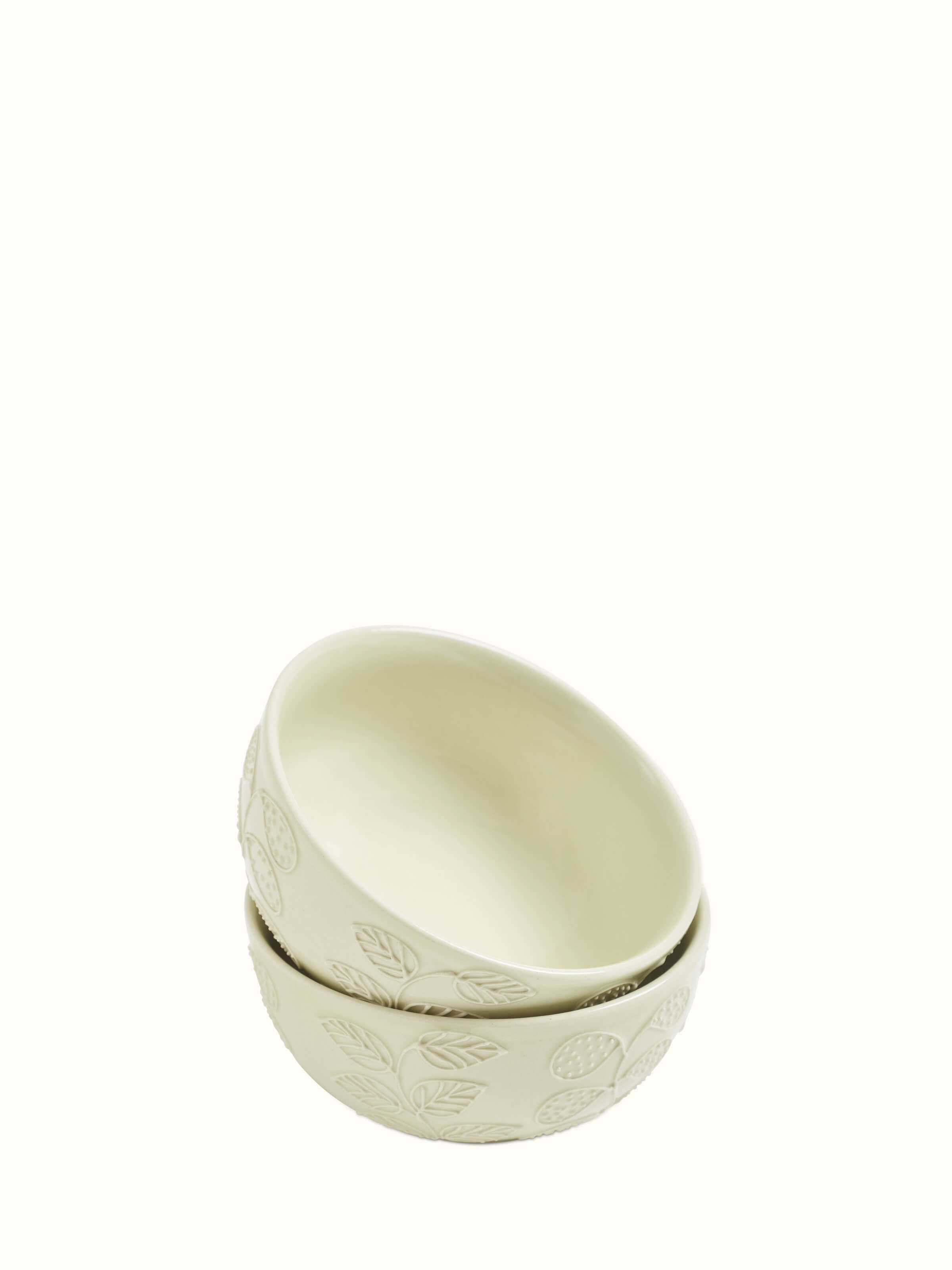 Front view of Khurja Pottery Ceramic Nut Bowls in White (2 pcs) highlighting the smooth finish