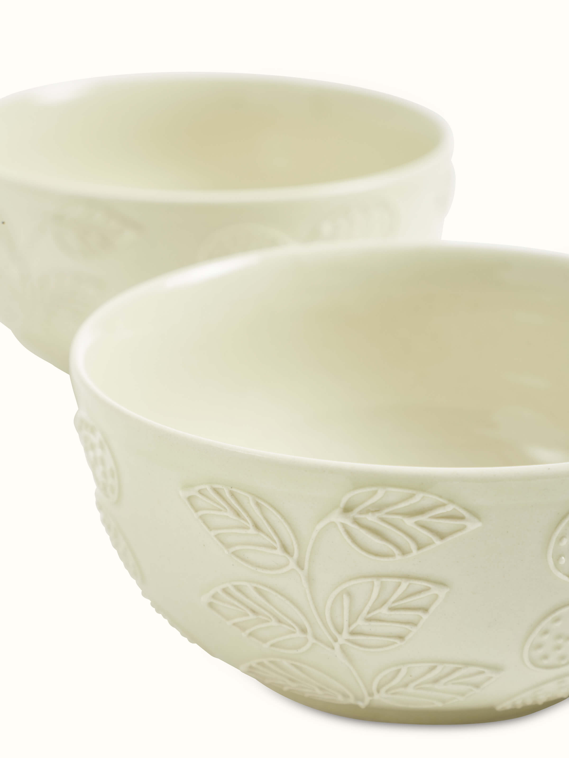 Detailed view of Khurja Pottery Ceramic Nut Bowls in White (2 pcs) showcasing craftsmanship