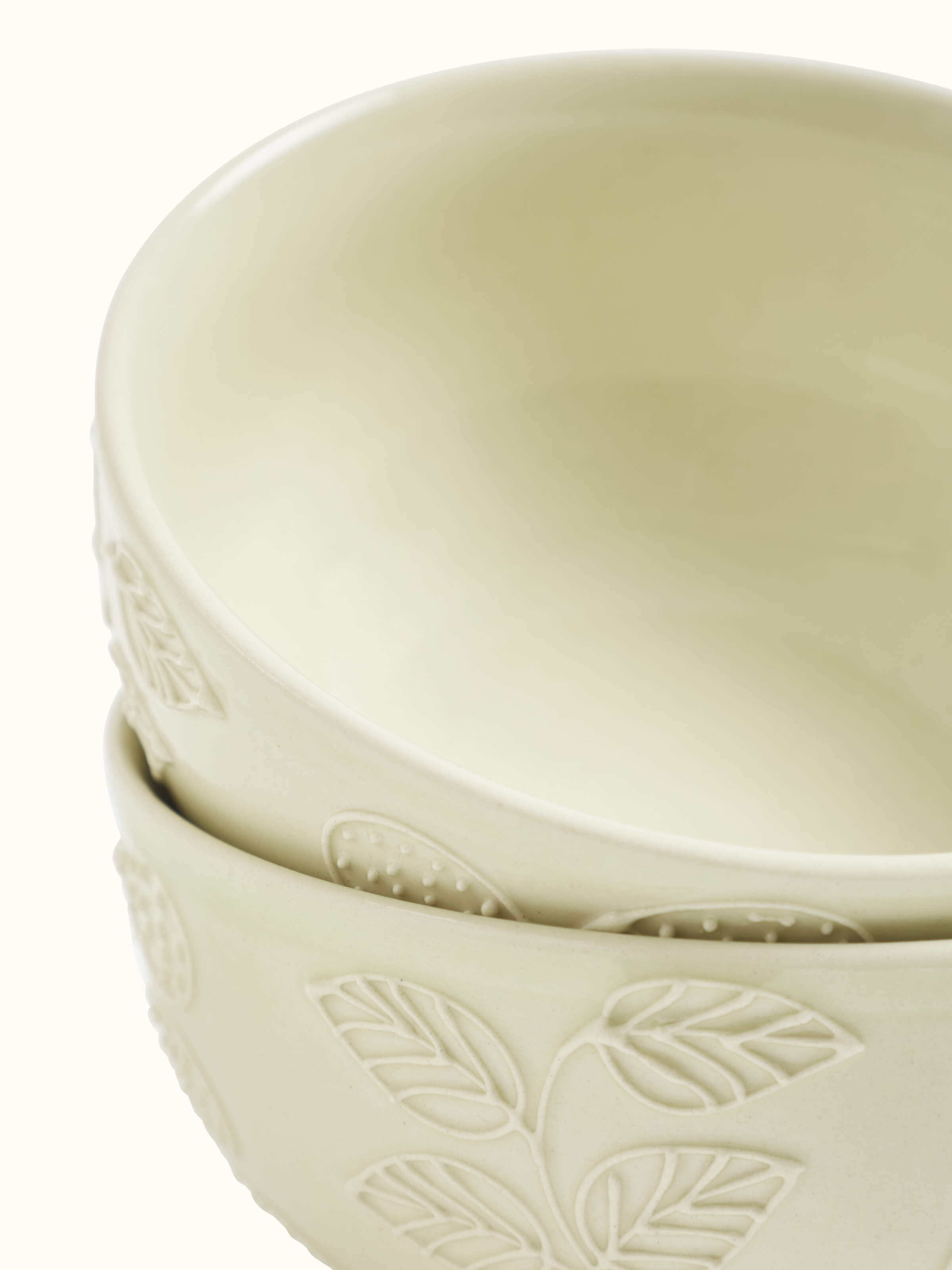 Top view of Khurja Pottery Ceramic Nut Bowls in White (2 pcs) emphasizing their shape